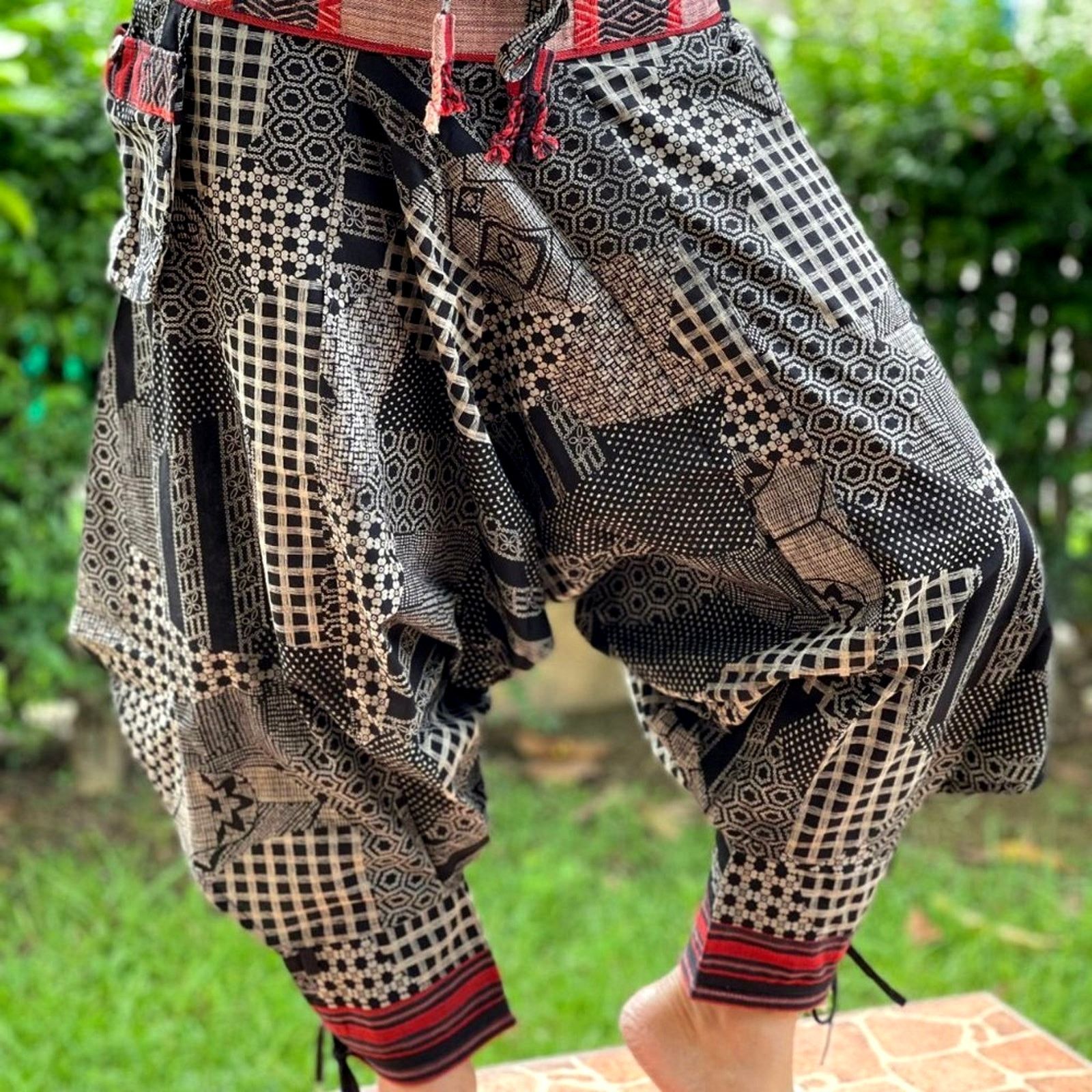Other Wer bist du? Harem Pants Patterned Cuffs Black OS Size 29" - 3 Thumbnail