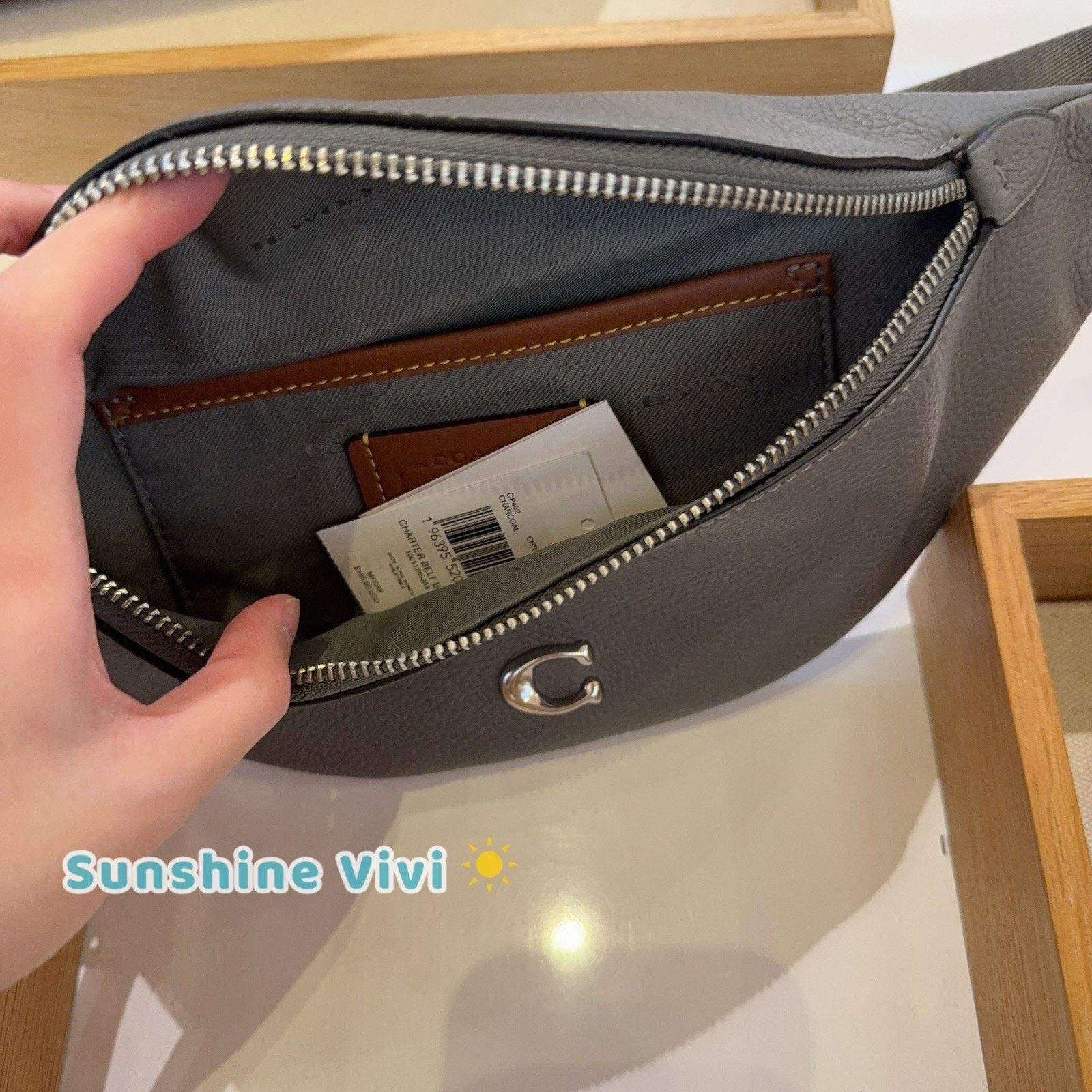 Coach NWT Coach CP402 Charter 7 C Leather Belt Bag Charcoal Size ONE SIZE - 6 Thumbnail