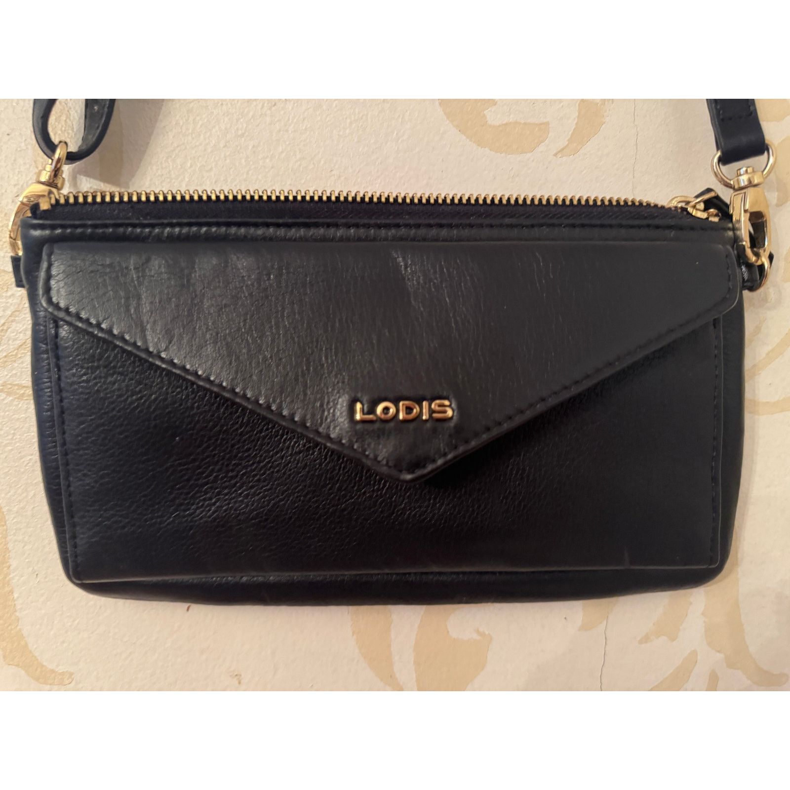 Designer Lodis Black Leather Travel Crossbody Handbag Size ONE SIZE - 1 Thumbnail