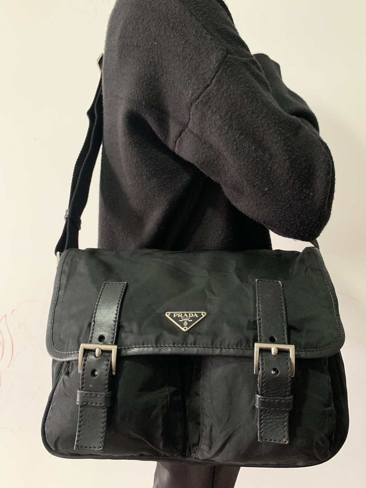 Prada Black Medium Crossbody Sling Messenger Bag, Men's