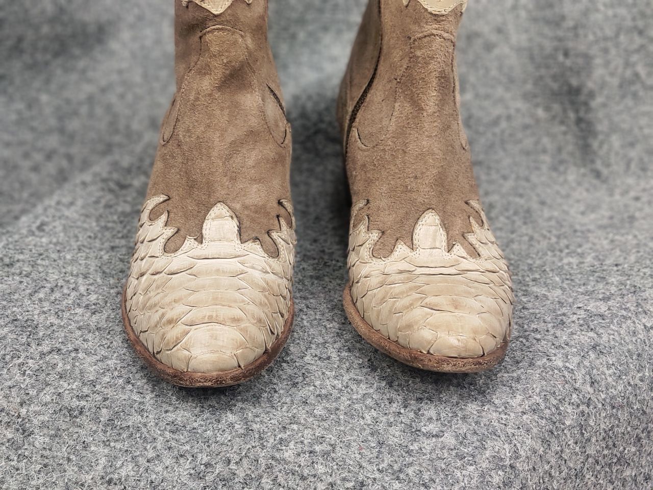 Vintage Fauzian Jeunesse Leather reptile Western Ankle Boots Zip Size US 7 / IT 37 - 4 Thumbnail