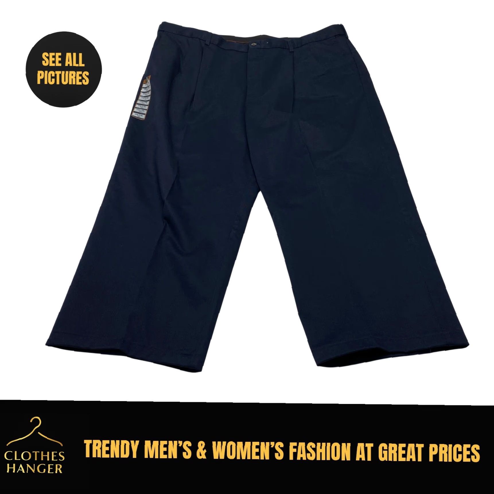 Haggar NWT Haggar Pants Mens 44x25 Khaki Navy Pleated Comfort Waistband Work To Weekend 7706 Size US 44 / EU 60 - 2 Thumbnail