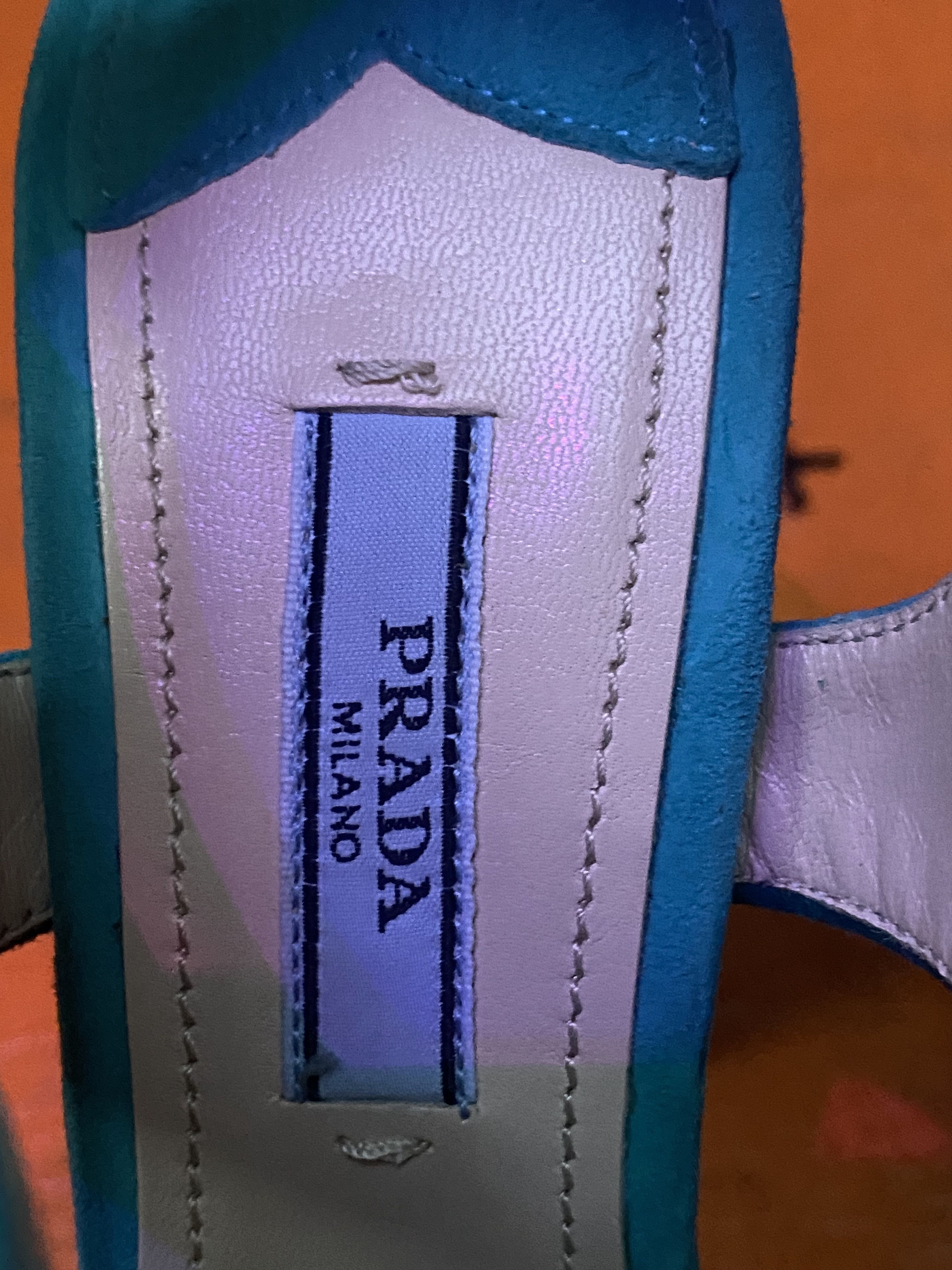 Prada Suede Turquoise Prada Heels Size US 6.5 / IT 36.5 - 6 Thumbnail