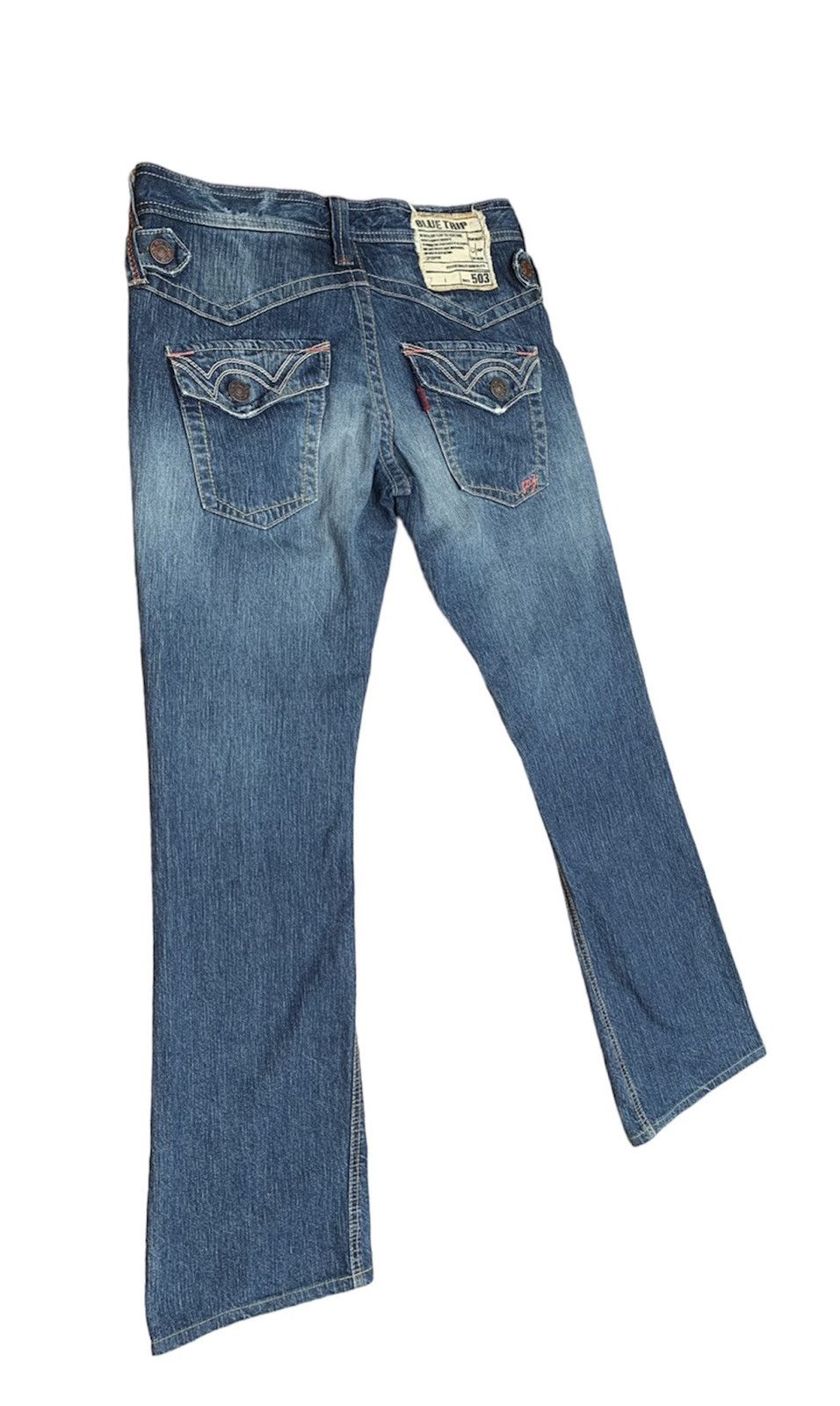 Edwin Rare.. Edwin Lot 503 Blue Trip Flare Bootcut Denim Pants Size US 31 - 4 Thumbnail