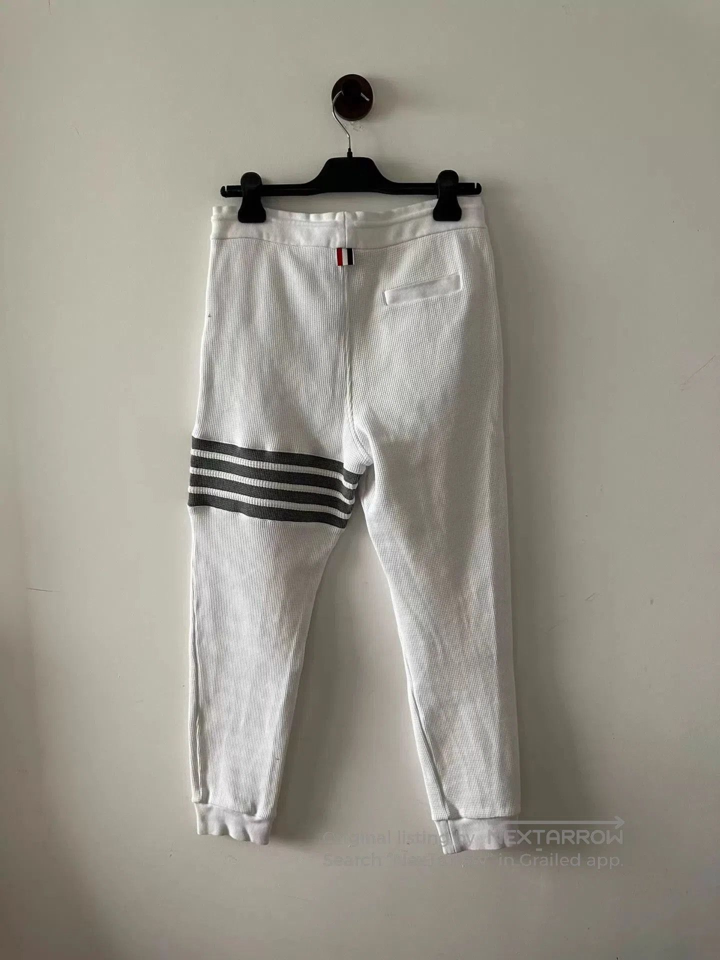 Thom Browne White Striped Sweatpants with Drawstring. Size US 32 / EU 48 - 2 Thumbnail