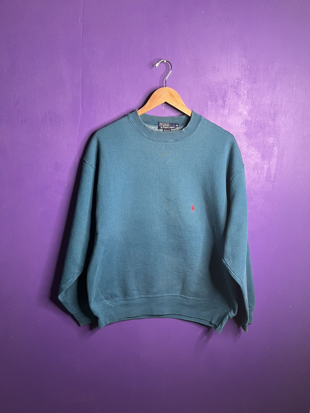 Polo Ralph Lauren × Vintage Vintage 90s Polo Ralph Lauren horse logo crewneck Size US XL / EU 56 / 4 - 1 Thumbnail