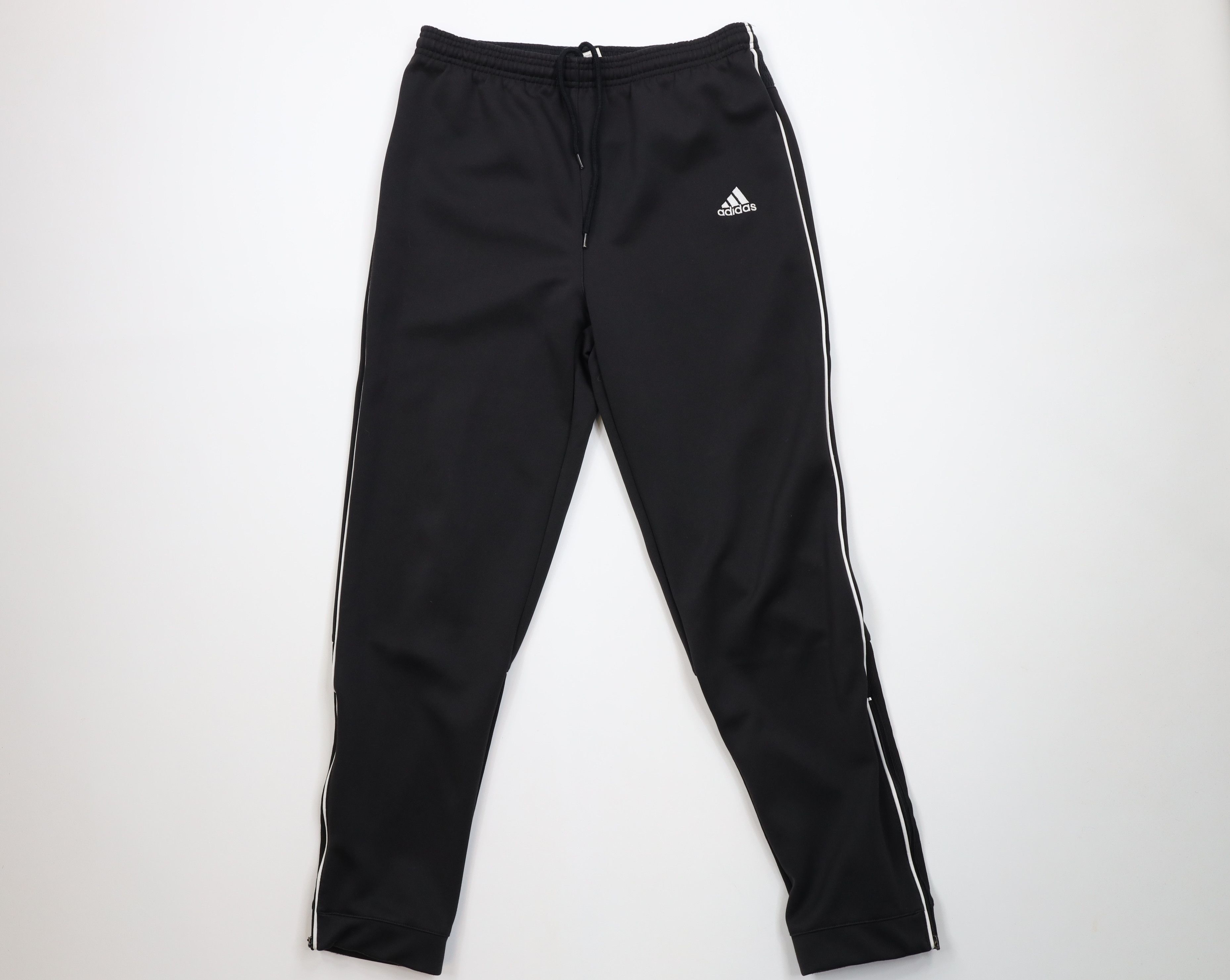 Adidas Vintage 90s Adidas Striped Cuffed Sweatpants Joggers Black Size US 32 / EU 48 - 1 Thumbnail