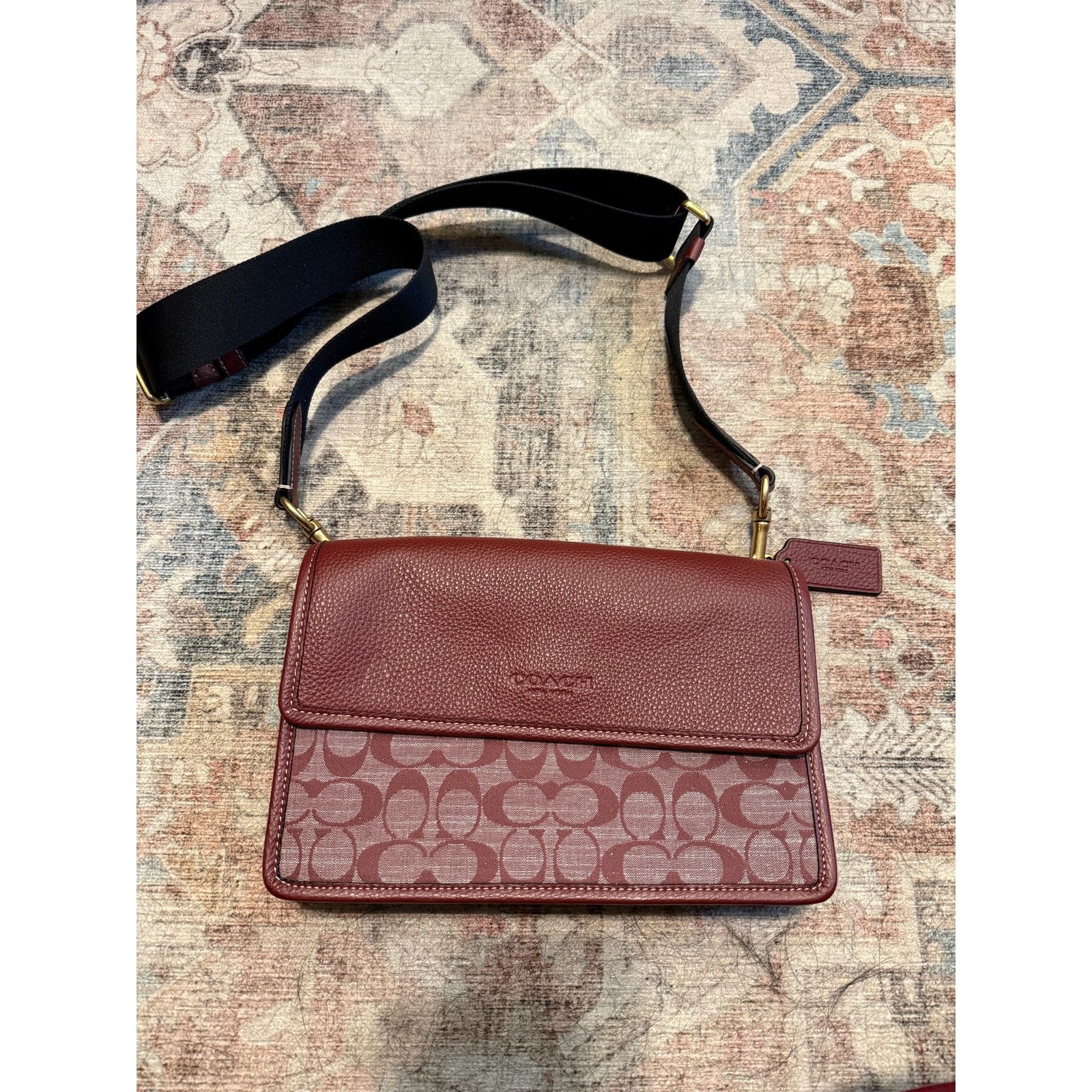 Coach Coach NWT Turner Flap Crossbody - Wine Signature, MSRP $350 Size ONE SIZE - 2 Thumbnail