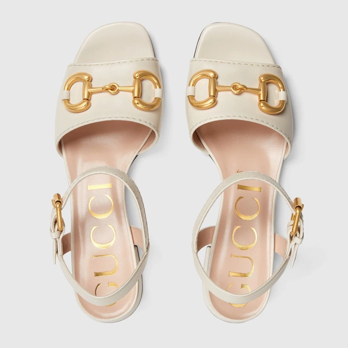 Gucci o1s1wg110225 Women's Sandals With Horsebit in Ivory Size US 10.5 / IT 40.5 - 3 Thumbnail