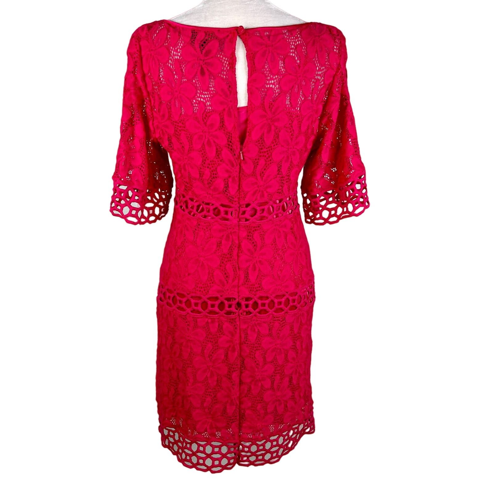 Laundry by Shelli Segal Dress 8 Red Lace Lined Floral