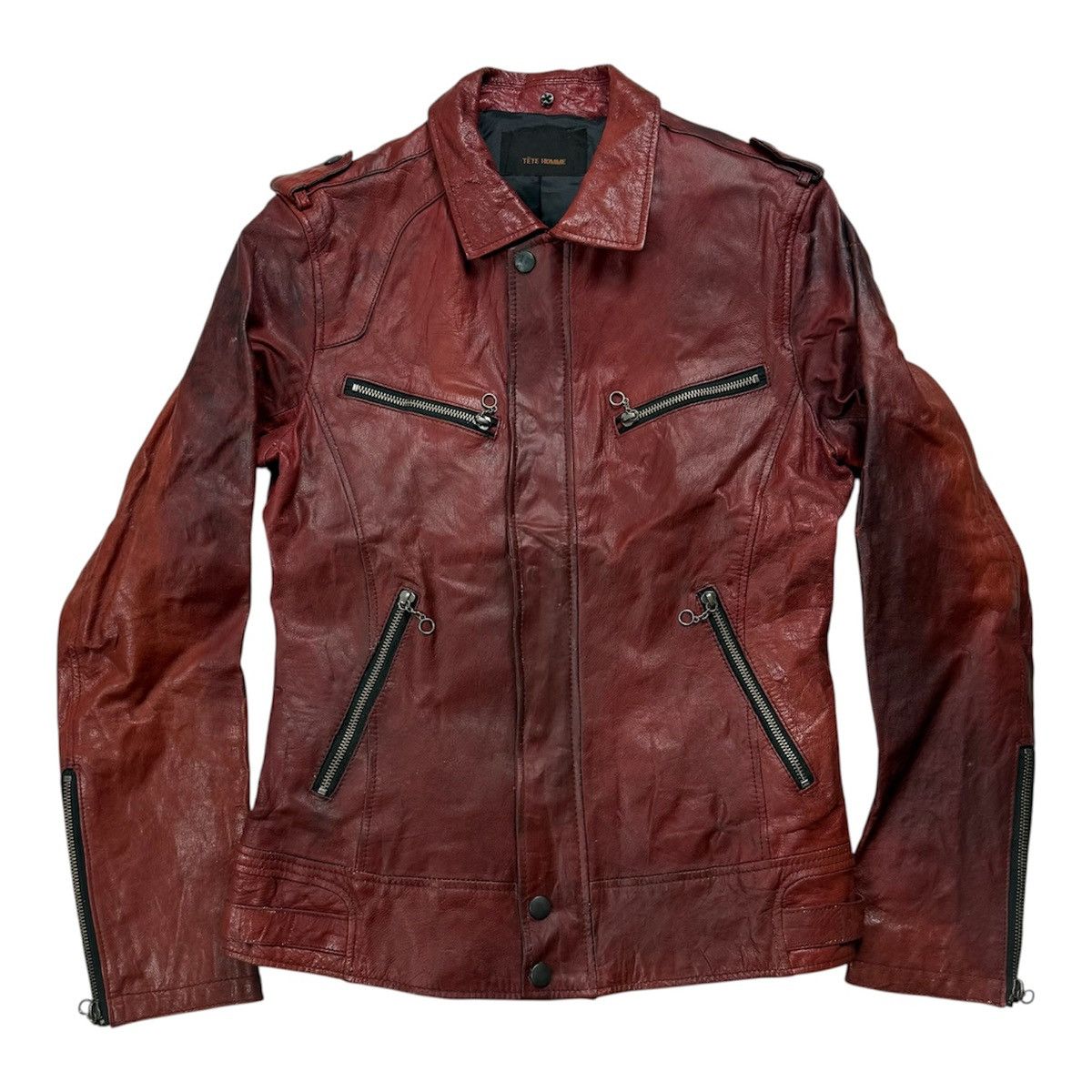 Tete Homme Tete Homme Leather Biker Jacket Size US S / EU 44-46 / 1 - 1 Thumbnail
