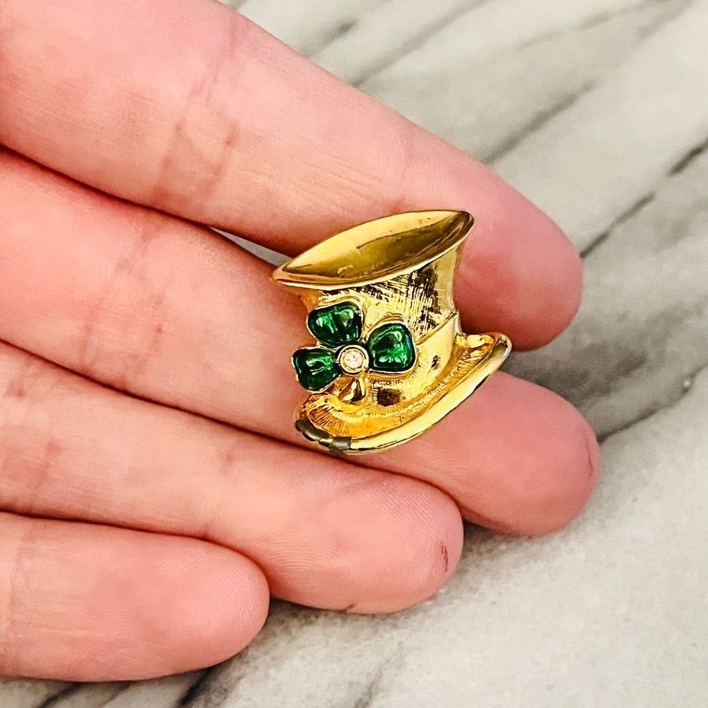 Jewelry Vintage Avon St Patricks Day Hat Pin Gold Toned Metal Size ONE SIZE - 2 Thumbnail