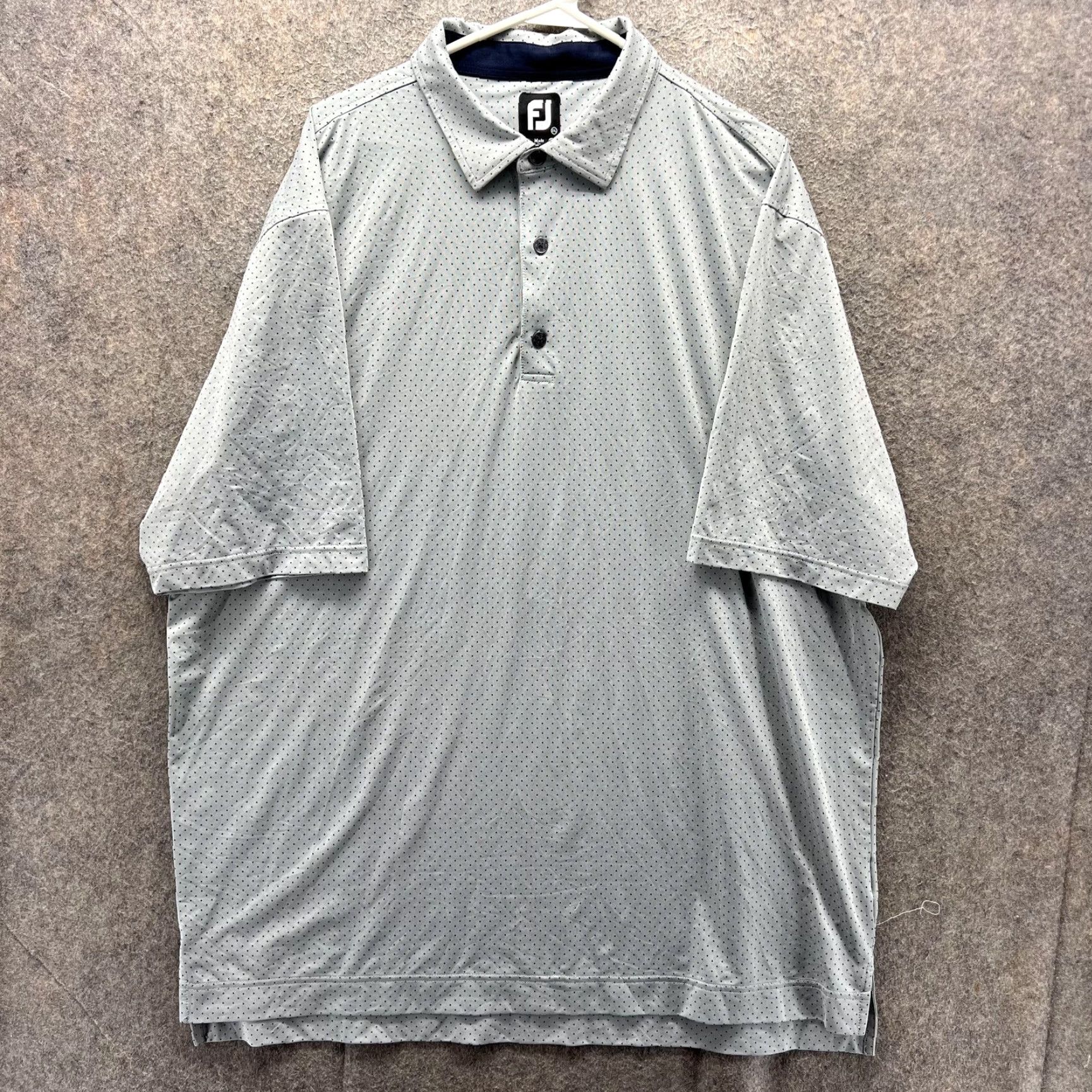 Footjoy FootJoy Polo Shirt Mens 2XL Gray Polka Dot Golf Performance Short Sleeve Long 2XL Mens Polo Shirt Gray Polka Dot Golf Performance Stretch Short Sleeve Size US XXL / EU 58 / 5 - 2 Thumbnail
