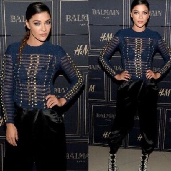 Balmain × H&M BALMAIN x H&M Blue Braided Embroidered Rope Blouse Top US 6 Size M / US 6-8 / IT 42-44 - 4 Thumbnail