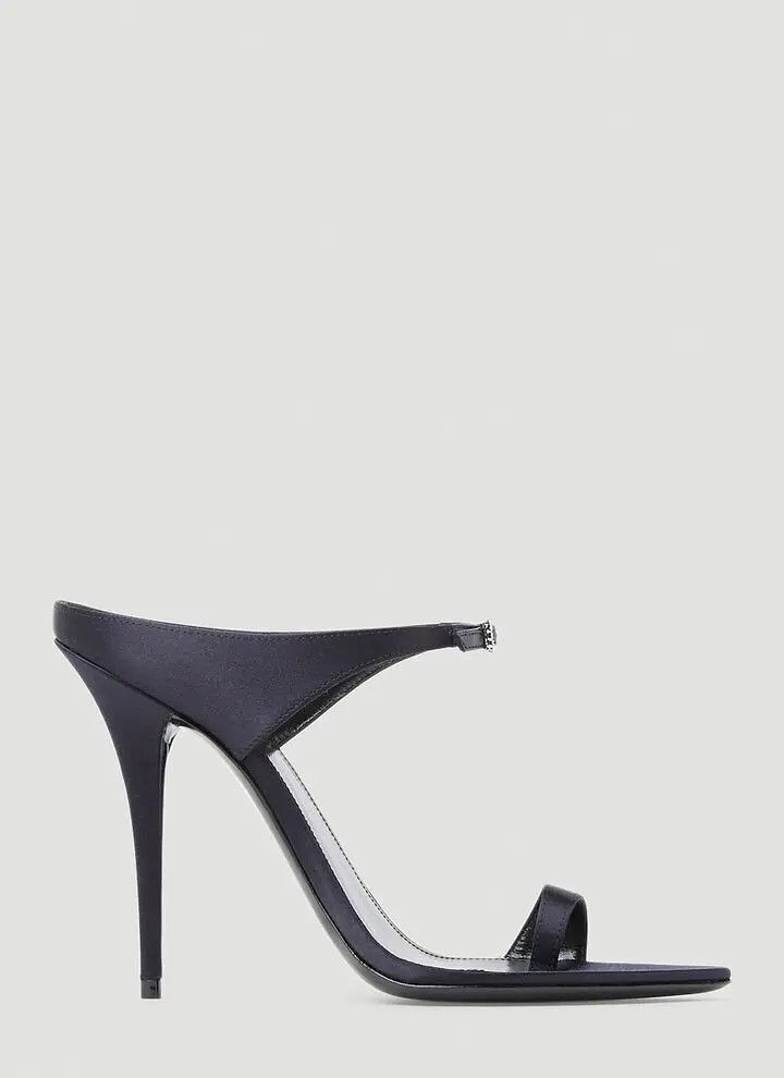 Saint Laurent Paris o1b1hav111224 Dive Mules in Silk Satin in Blue Size US 12 / IT 42 - 1 Thumbnail