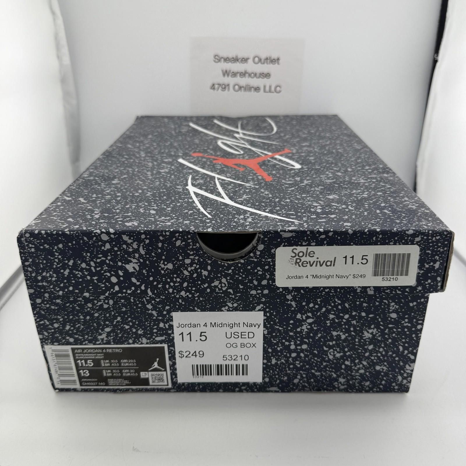 Nike Air Jordan 4 Retro White Midnight Navy 11.5 Size US 11.5 / EU 44-45 - 8 Thumbnail