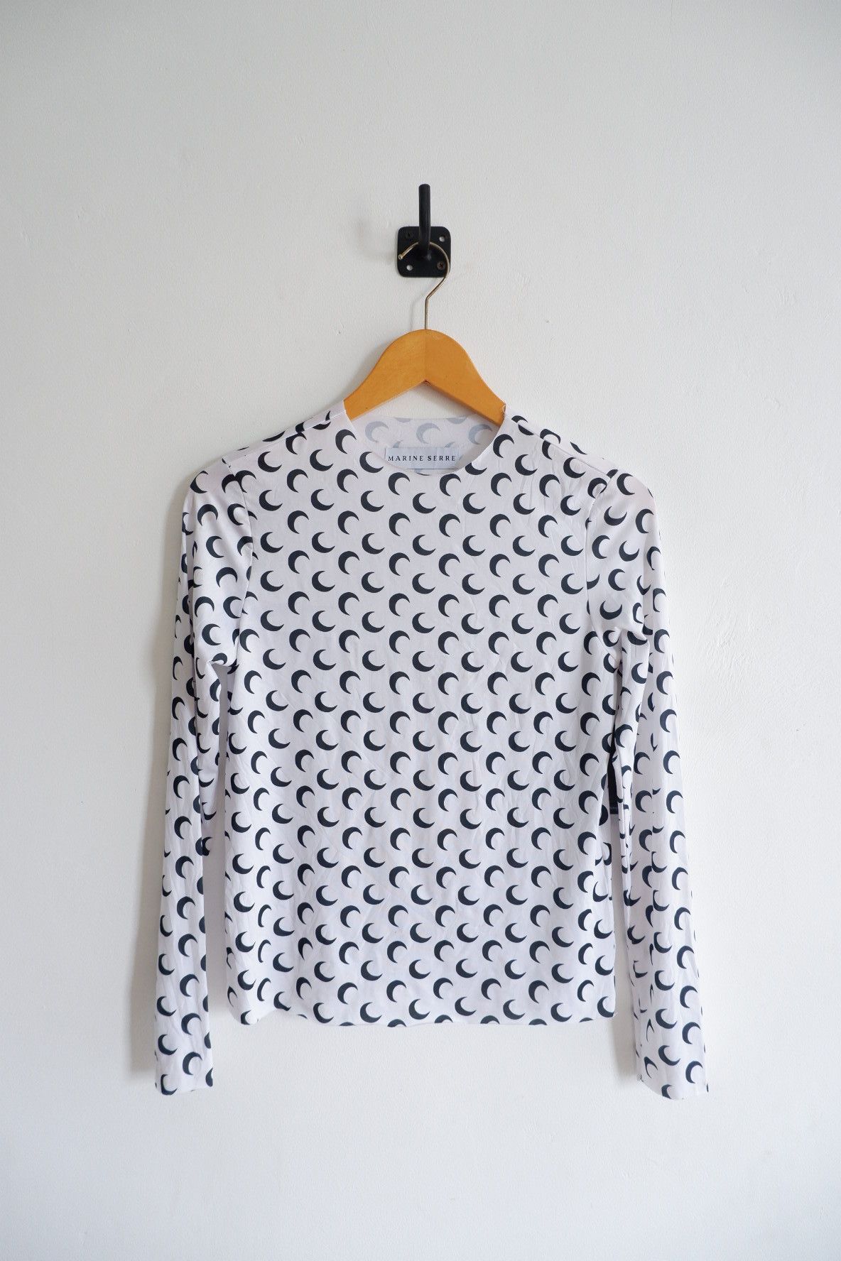 image of Marine Serre Moon Printed Longsleeve in White, Women's (Size Small)