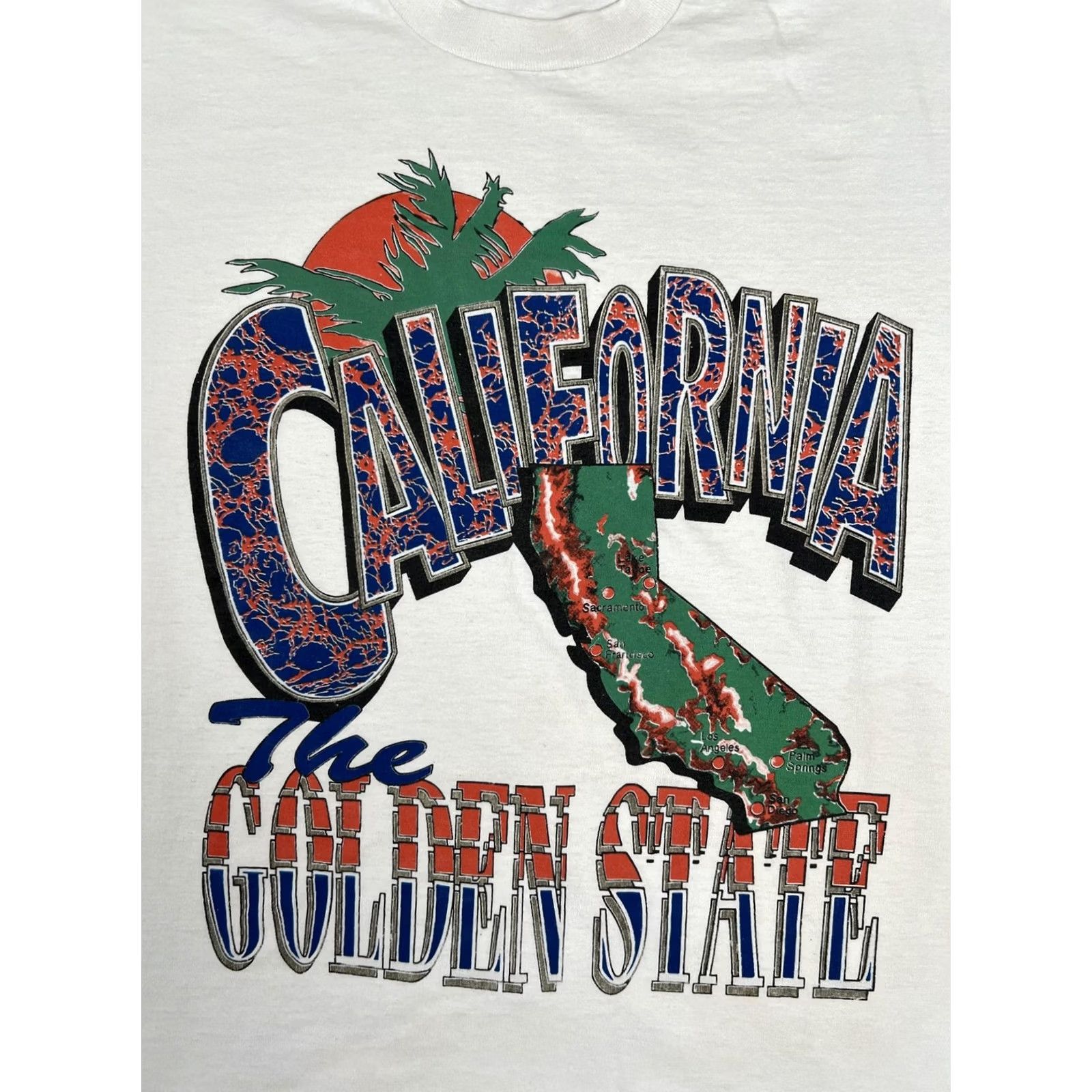 Vintage Vintage California The Golden State T-Shirt Mens XL White Map Single Stitch 90s Size US XL / EU 56 / 4 - 2 Thumbnail