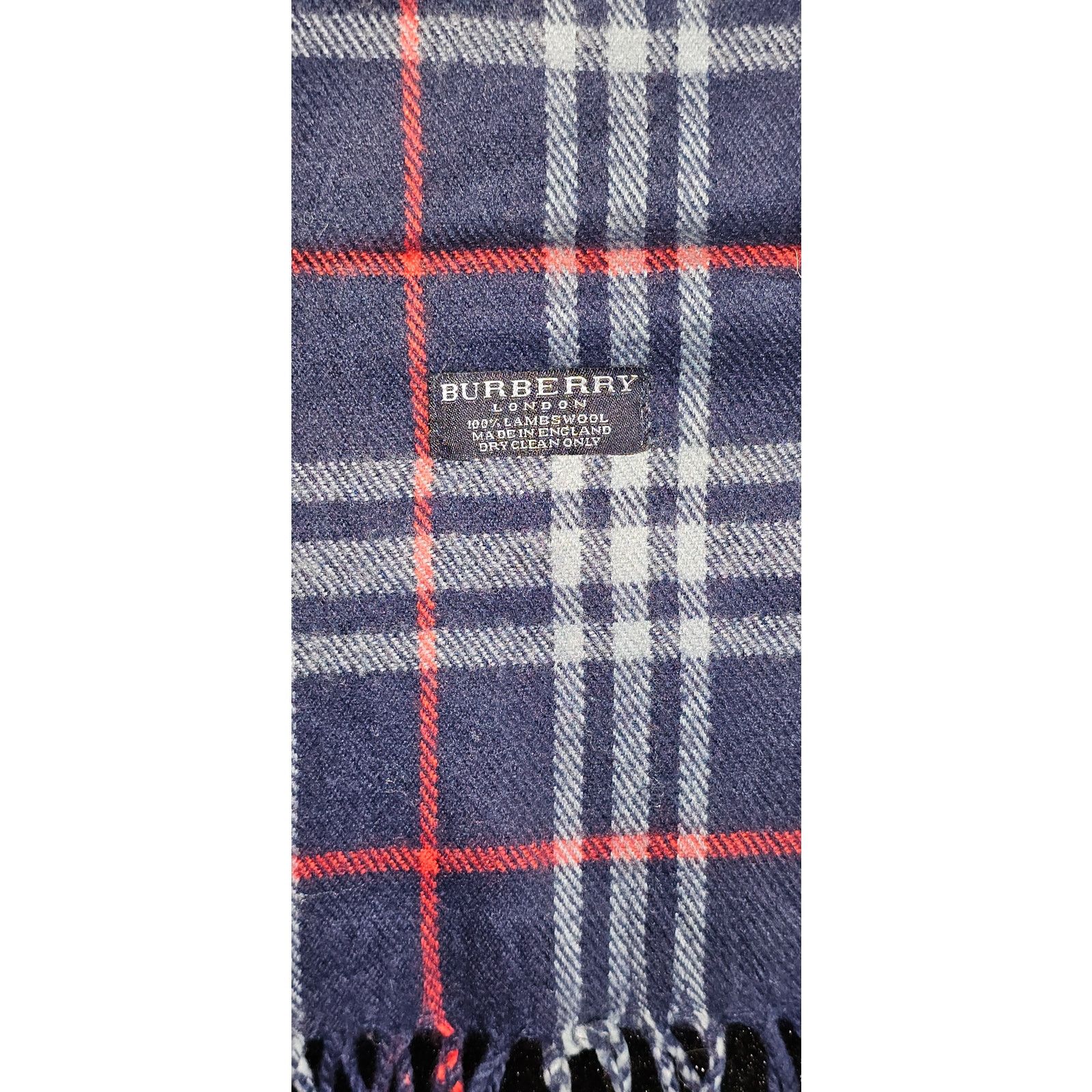 Burberry BURBERRYs of London 100% Lambswool Blue & Red Scarf Size ONE SIZE - 3 Thumbnail