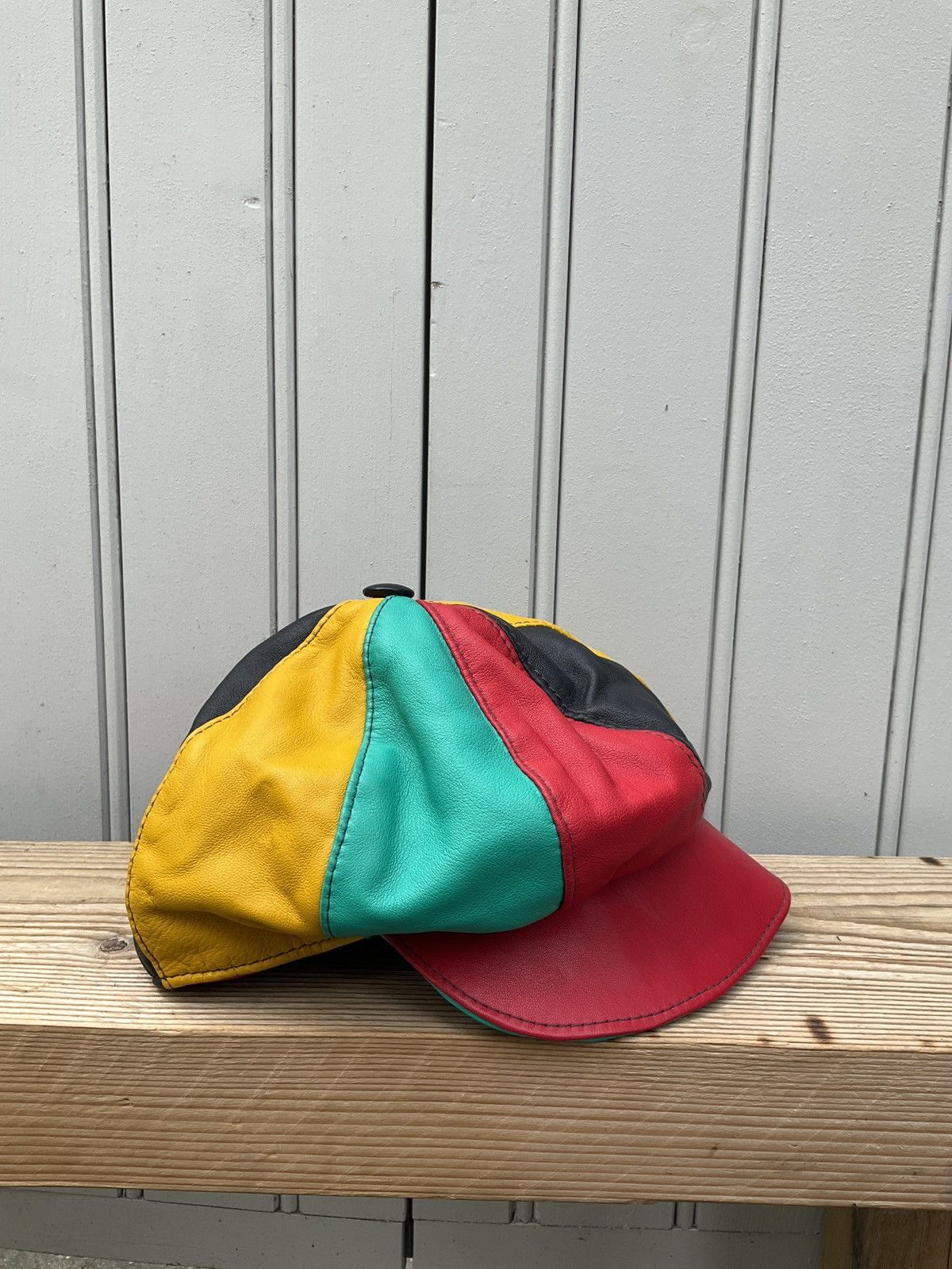 Vintage Vintage 90's Rasta leather cap Size ONE SIZE - 8 Thumbnail