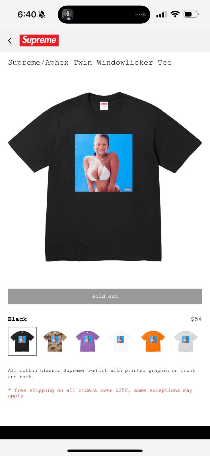 Supreme aphex twin “Windowlicker” tee