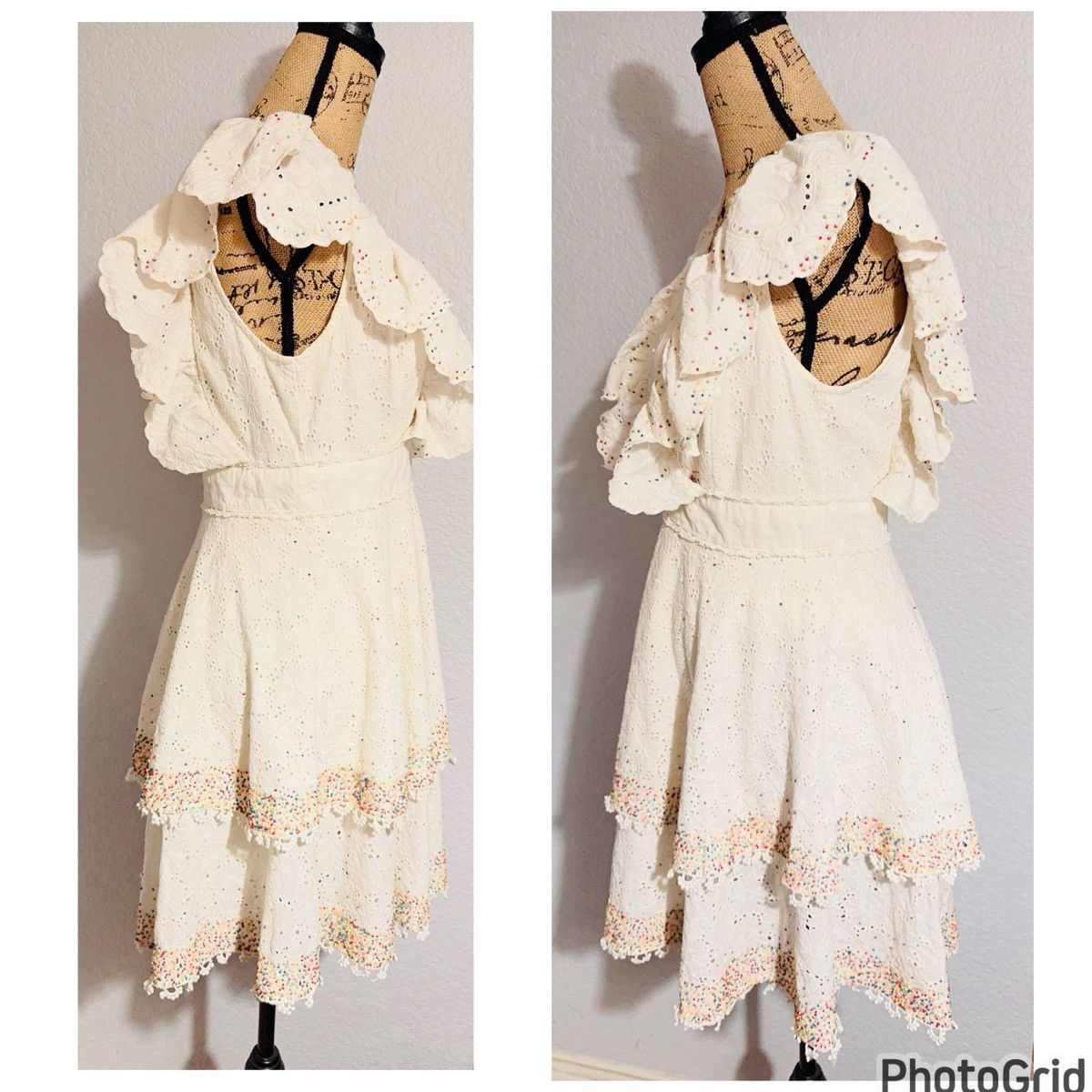 Farm Rio Anthropologie FARM Rio Beaded Handmade Eyelet Dress Size S / US 4 / IT 40 - 5 Thumbnail
