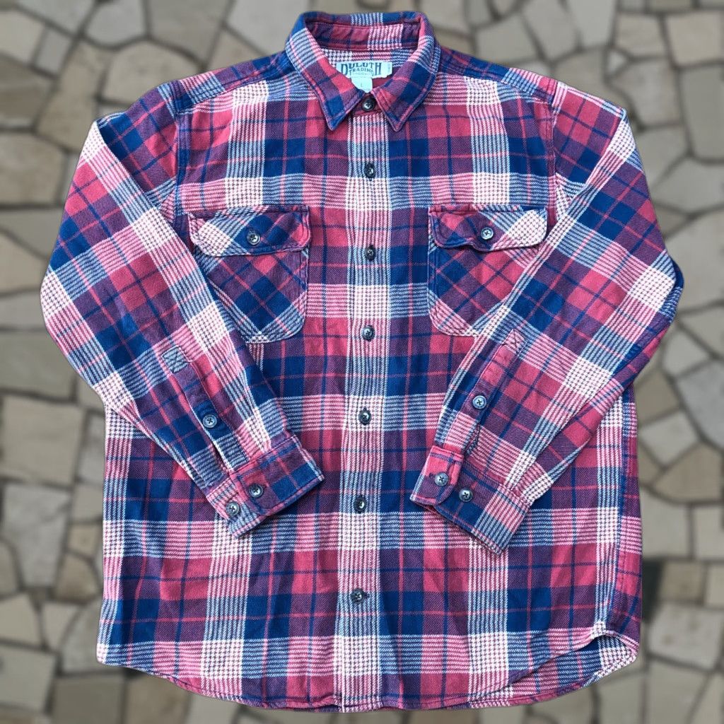 CO Duluth Trim Fit Flannel Shirt Mens Button-Down Plaid Red Blue Size US L / EU 52-54 / 3 - 1 Thumbnail