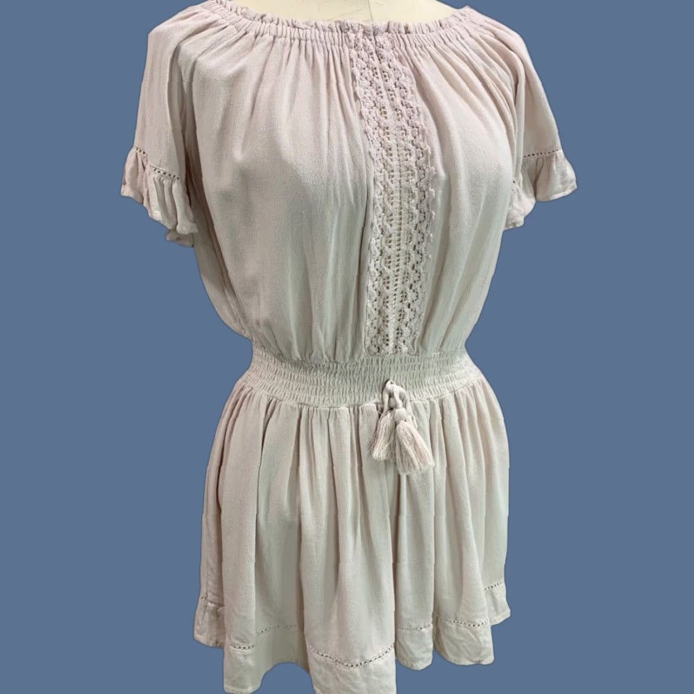 Pinko Ocean Drive Dress Women M Blush Pink Off Shoulder Boho Tunic Mini Size M / US 6-8 / IT 42-44 - 1 Thumbnail