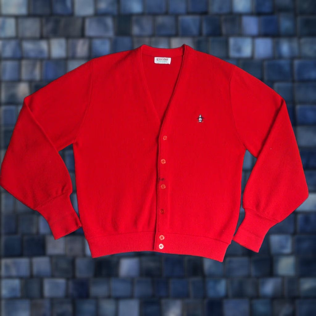 Vintage VTG 70s Munsingwear Grand Slam Penguin Red Wool Blend Cardigan Sweater Mens L Size US L / EU 52-54 / 3 - 1 Thumbnail