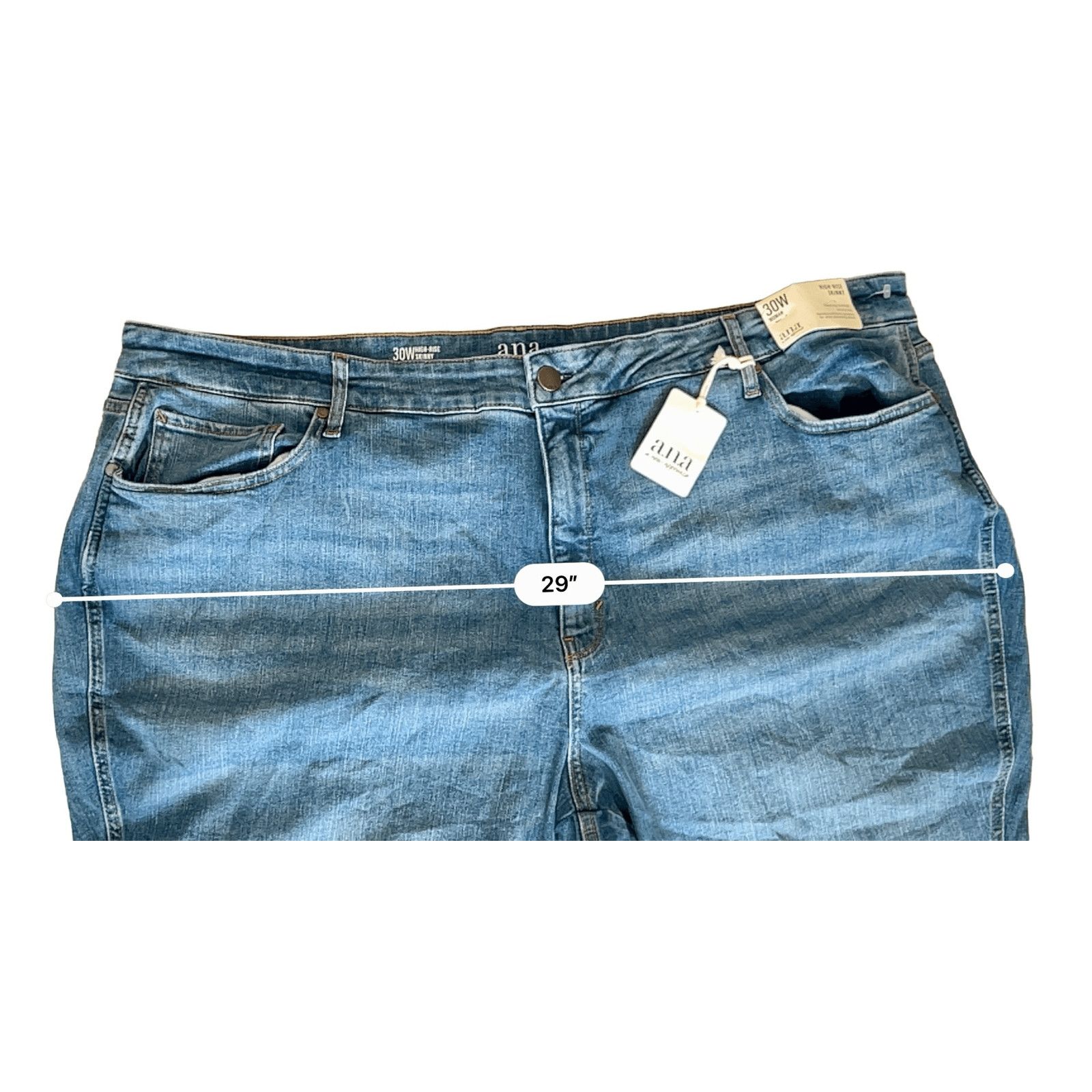 Other a.n.a. High Rise Skinny Split Hem Stretch Blue Jeans 30W NWT Size 42" / US 20 - 4 Thumbnail