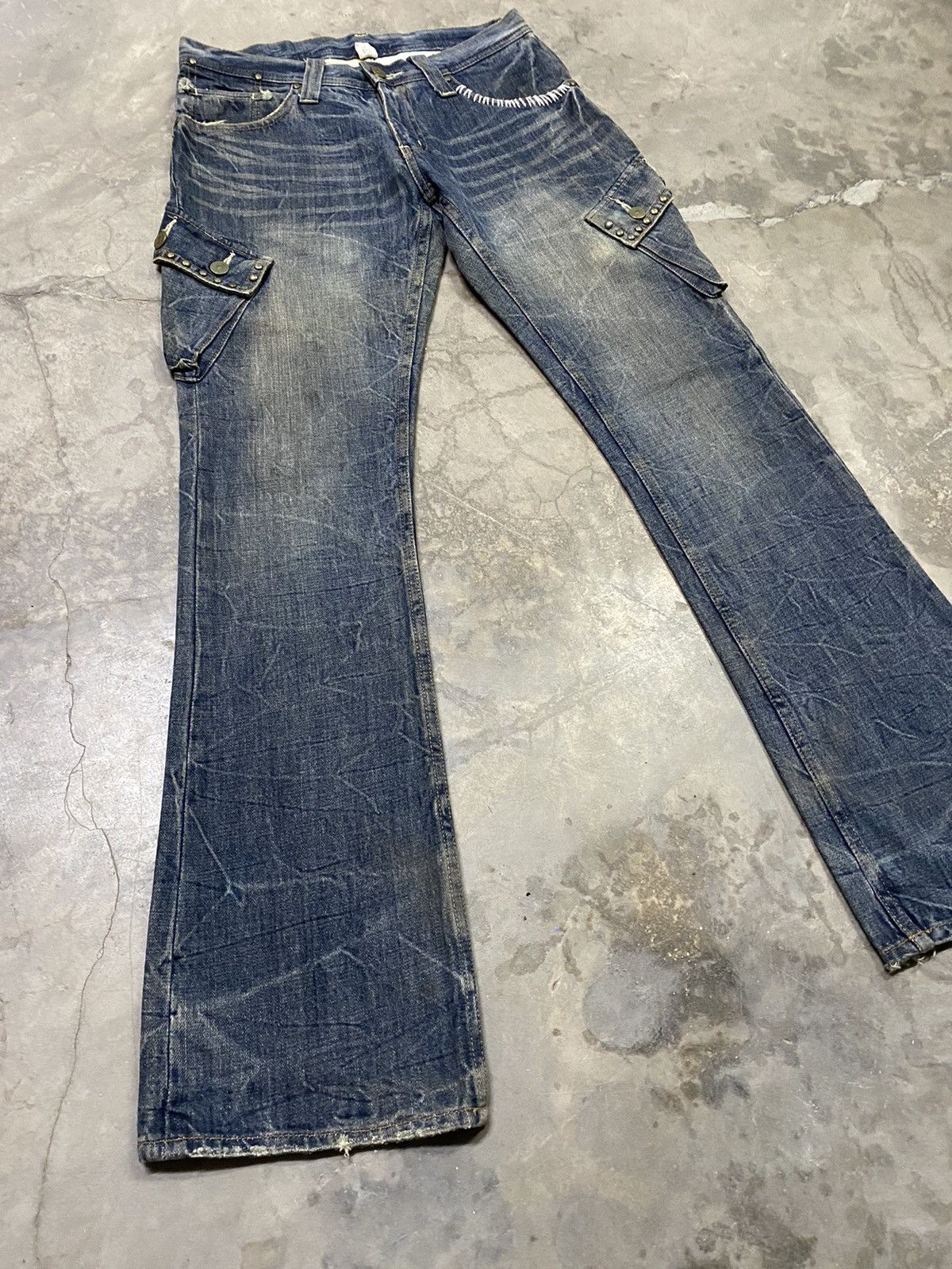 Hysteric Glamour × If Six Was Nine × Tornado Mart Flare Jeans Japanese Coat of Arms Mud Rusty Cargo Jeans Size US 31 - 1 Thumbnail