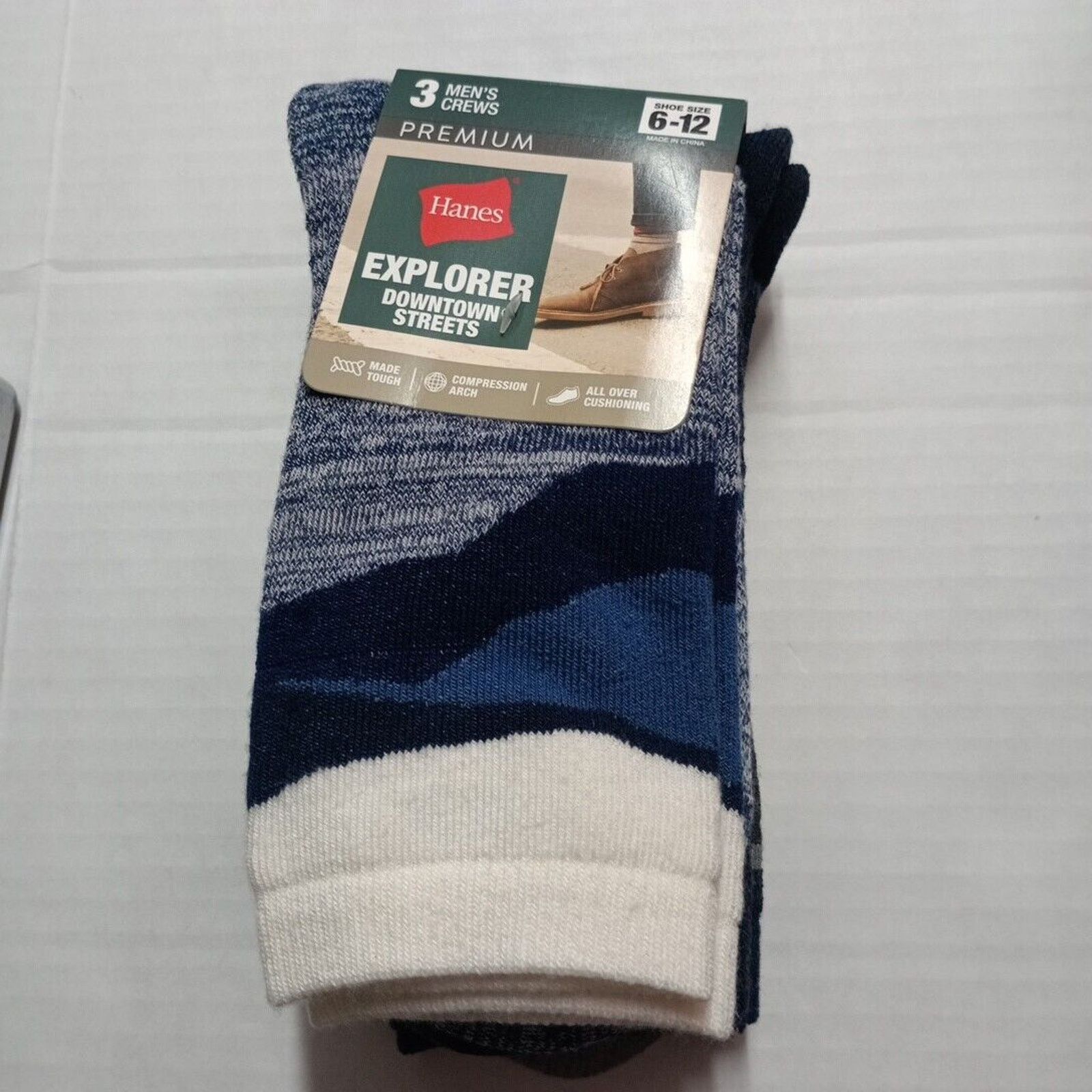 Hanes Hanes Men's Crew Socks, All-Over Cushioning, 3-Pair Pk Size ONE SIZE - 1 Thumbnail
