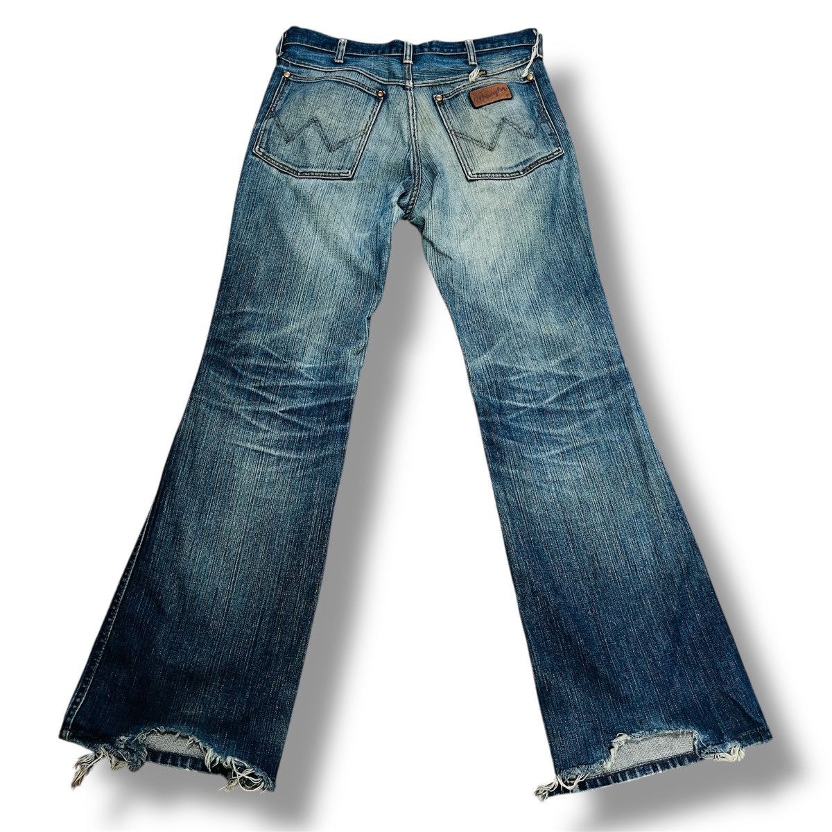 Japanese Brand Vintage Flared Wrangler Hidden Rivet Distressed Denim Jeans Size US 32 / EU 48 - 3 Thumbnail