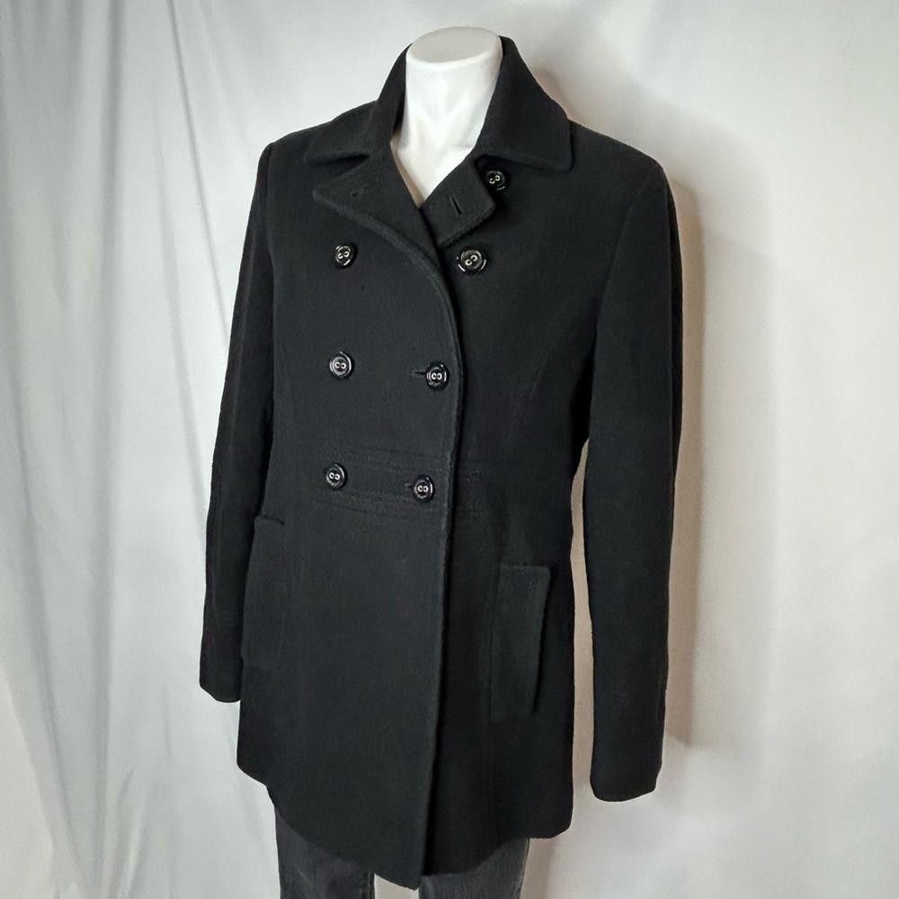 Calvin Klein Calvin Klein Black Wool Double Breasted Peacoat, 10 Size L / US 10 / IT 46 - 2 Thumbnail