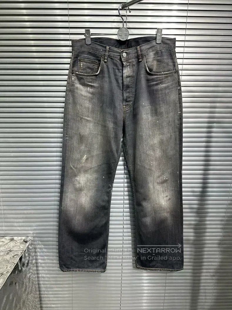 Acne Studios Acne Studios Black, Grey and Yellow Mud Washed Distressed Size US 32 / EU 48 - 1 Thumbnail