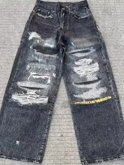 VIBE Disstressed Baggy Washed Wide Leg Jeans Size US 30 / EU 46 - 5 Thumbnail