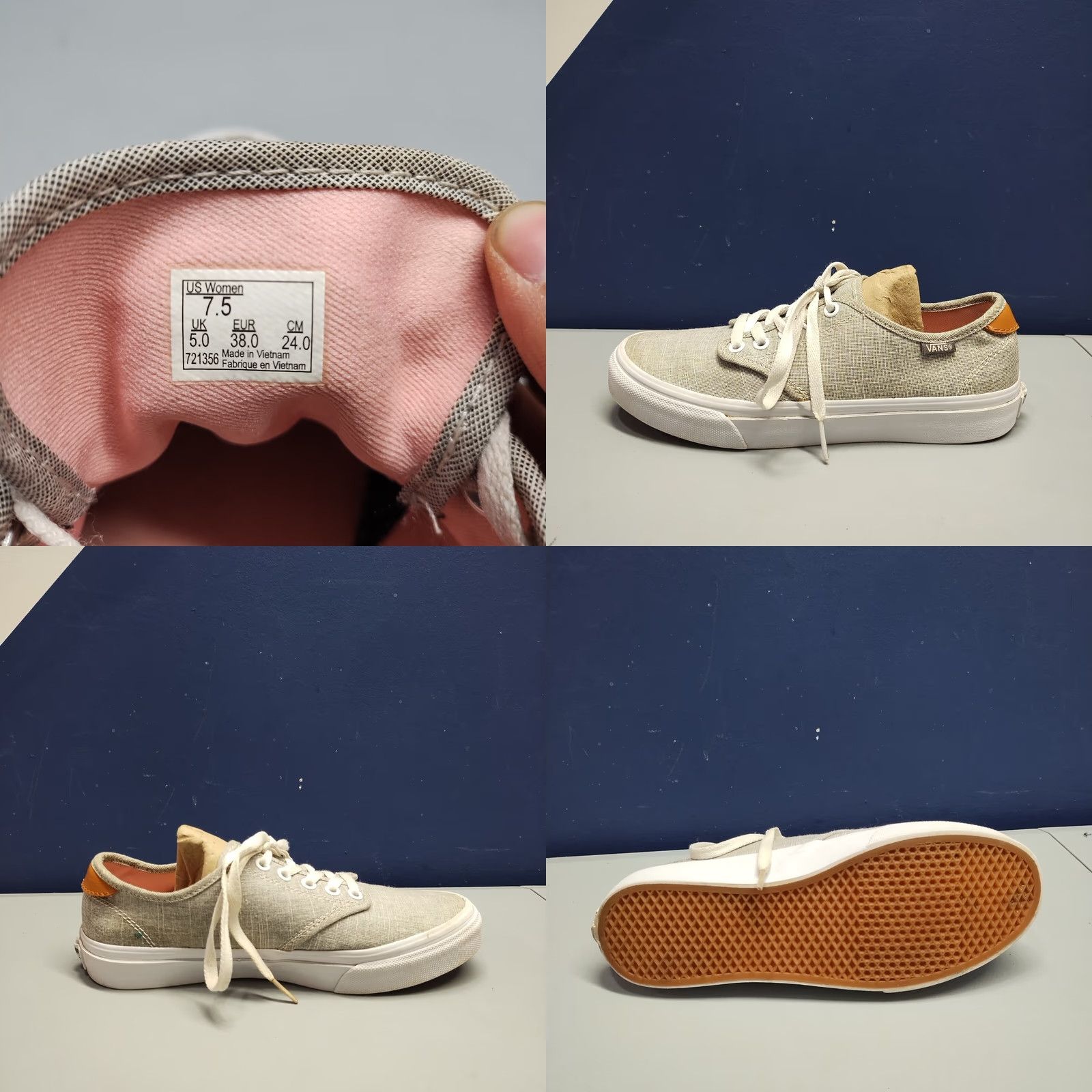 Vans VANS Off The Wall Ultracush Flats Sneakers Womens 7.5 Gray White Lace Up 721356, Size 7.5, Pre-owned, Shoes, Womens, Casual, Outdoor, Classic, 721356 Size US 8 / IT 38 - 8 Thumbnail