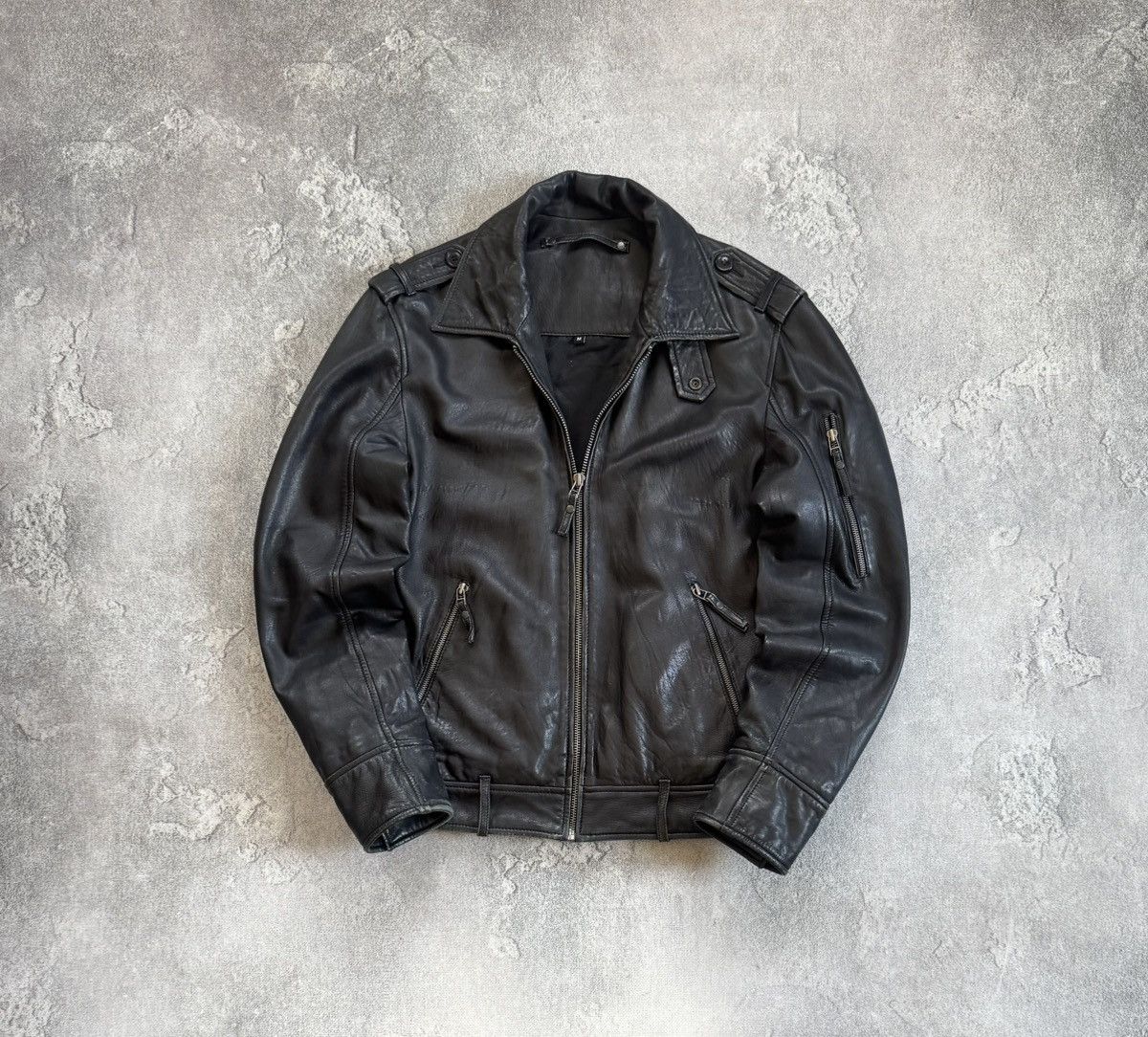 Genuine Leather Retro M/size leather aviator bomber zip jacket pilot track Size US M / EU 48-50 / 2 - 1 Thumbnail