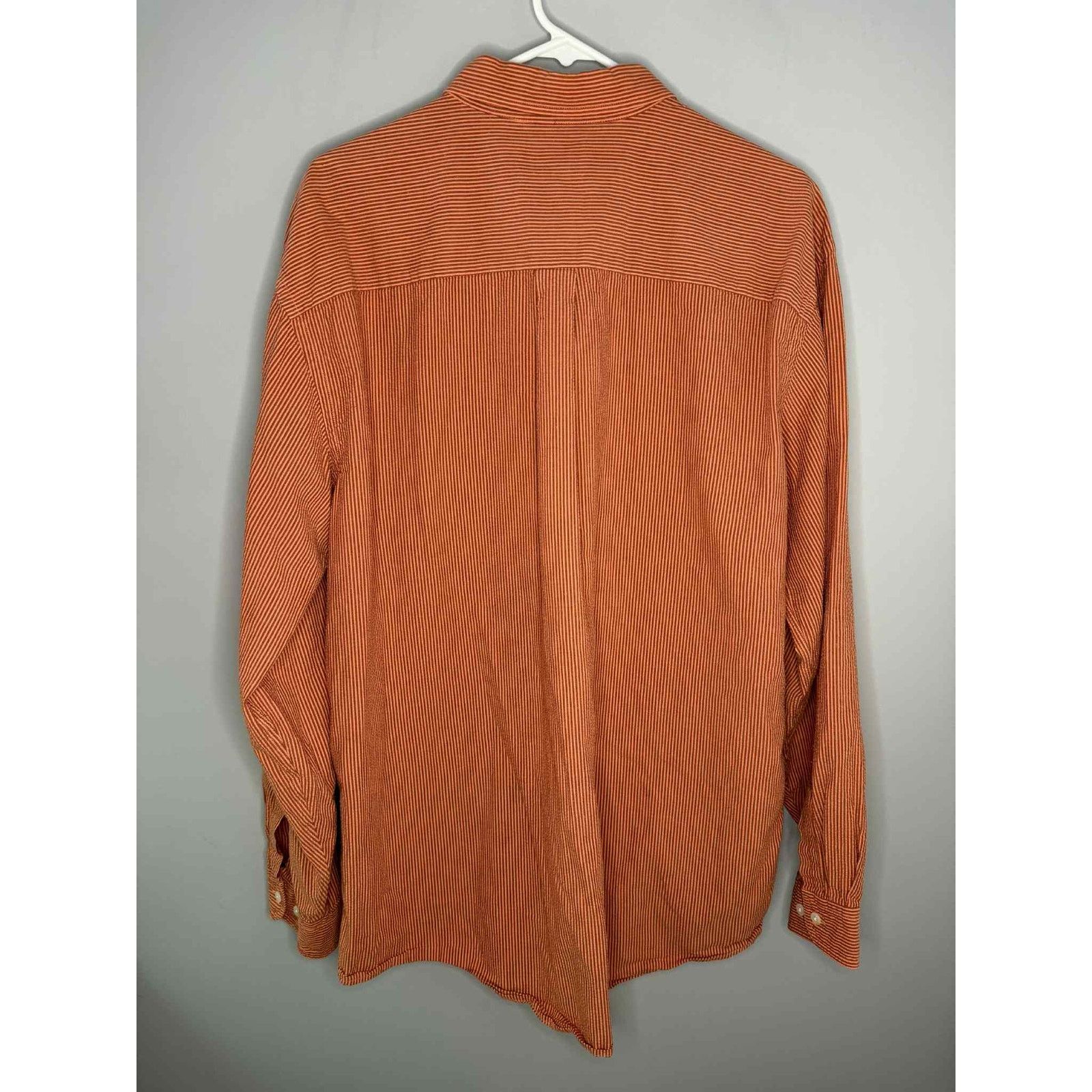 L.L. Bean L.L Bean Pinstriped Long Sleeve Button-Down Shirt Orange L Size US L / EU 52-54 / 3 - 6 Thumbnail