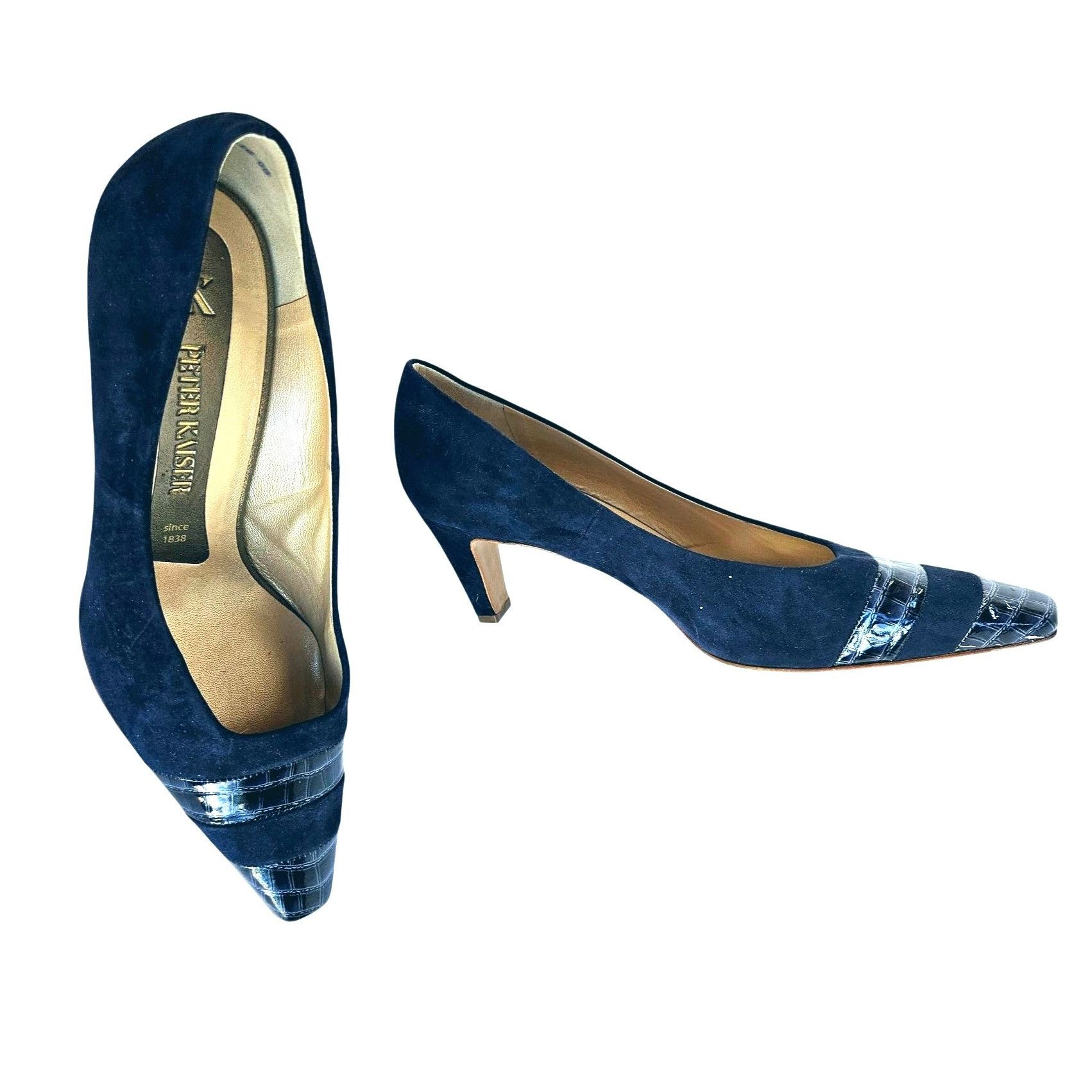 Other Vintage Peter Kaiser Suede Navy Blue Leather pumps NWOT Germ Size US 9.5 / IT 39.5 - 1 Thumbnail