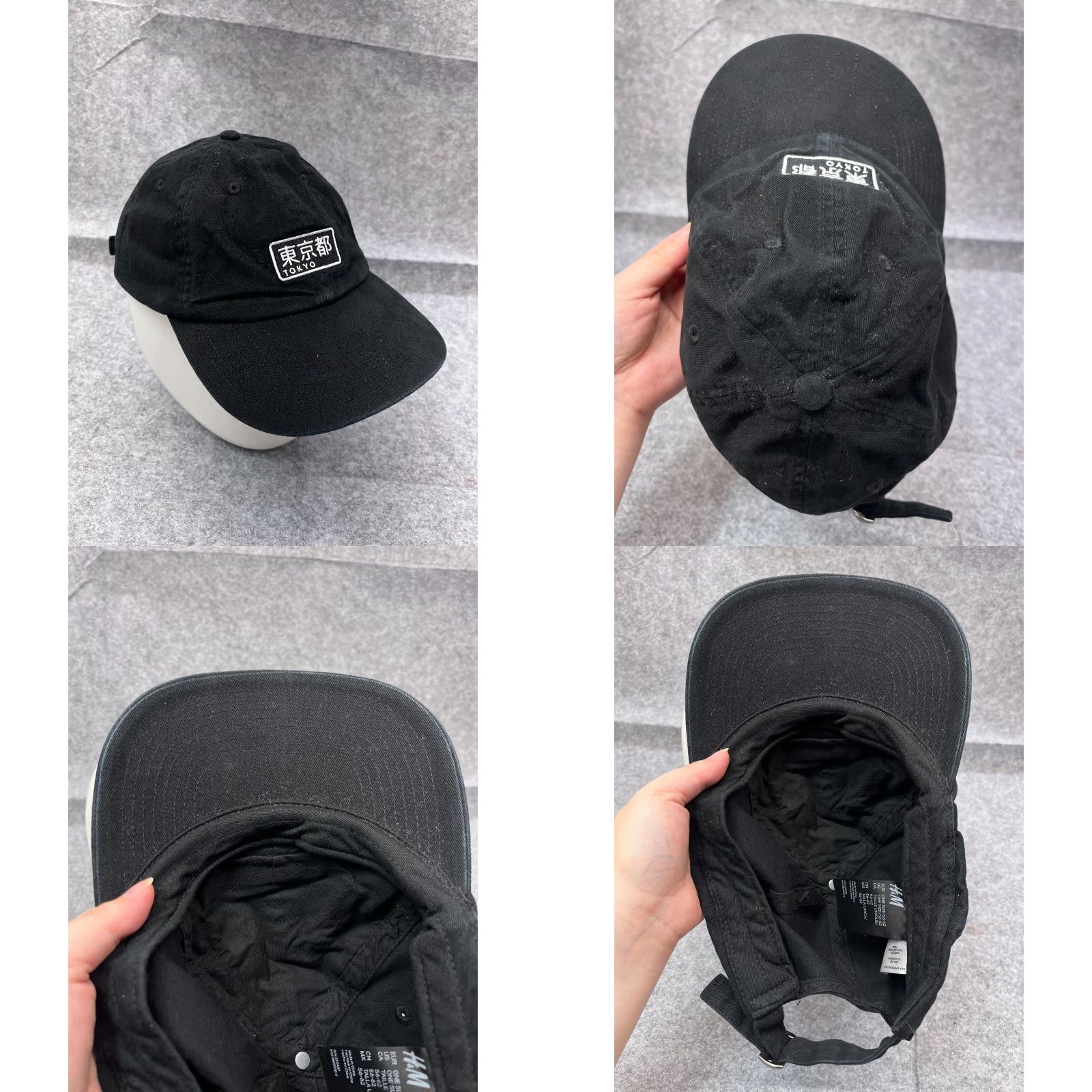 H&M H&M Black Baseball Cap Hat Adjustable One Size Cotton Tokyo Streetwear Unisex Size ONE SIZE - 8 Thumbnail