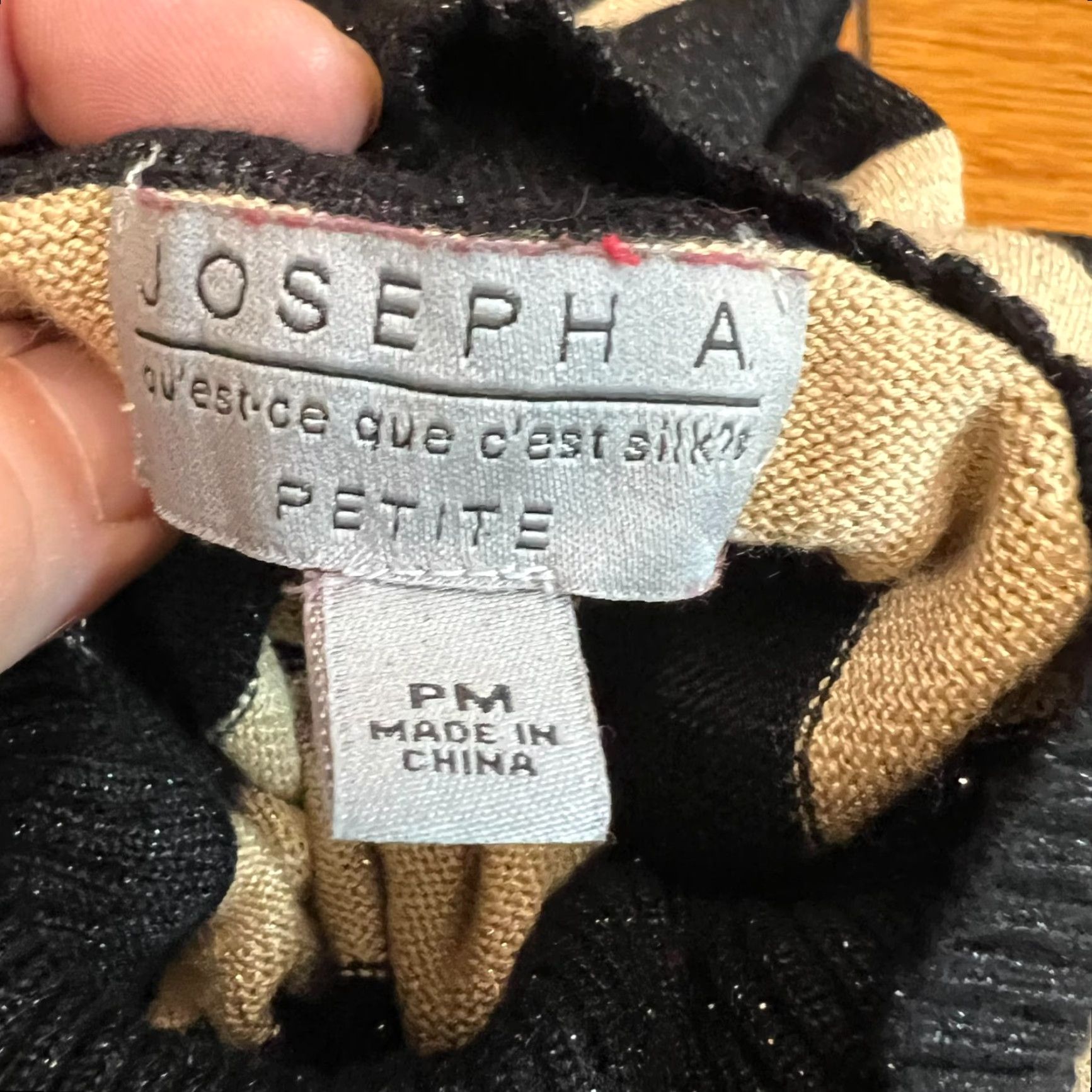 Vintage Joseph A Metallic Striped Cowl Neck Sweater Womens PM Black/Tan Size M / US 6-8 / IT 42-44 - 5 Thumbnail