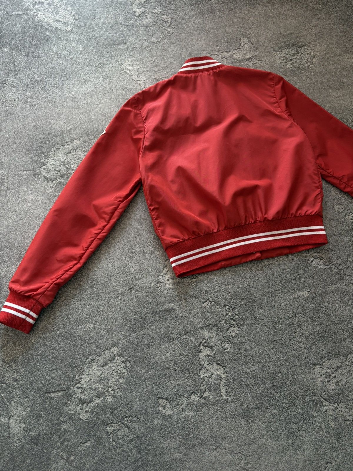 Moncler Moncler Red Nylon Varsity Bomber Jacket Snap Button Up sz 0 Size XS / US 0-2 / IT 36-38 - 11 Thumbnail