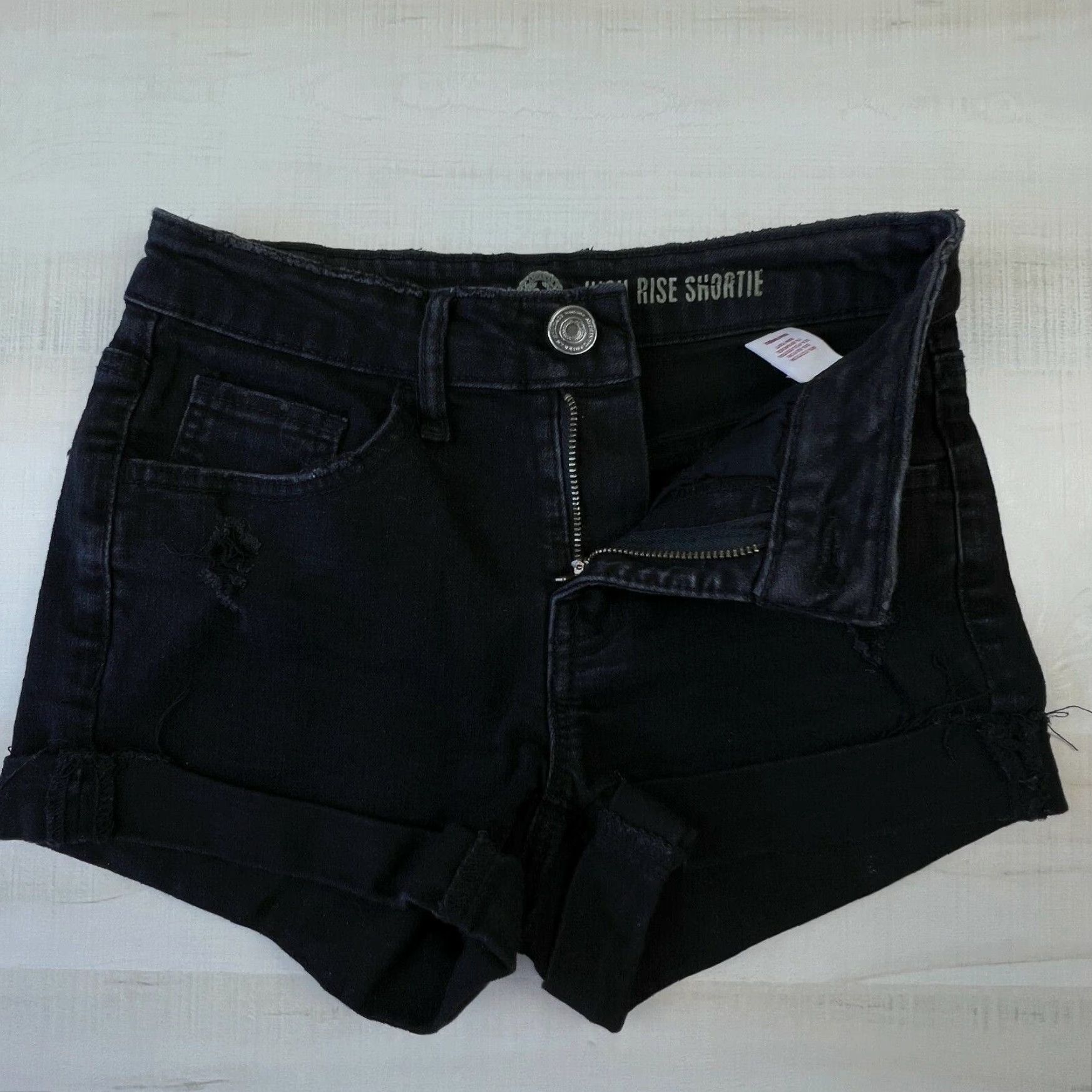 Vintage SO Womens Junior High Rise Distressed Denim Shorts Black Size 25" / US 0 / IT 36 - 3 Thumbnail