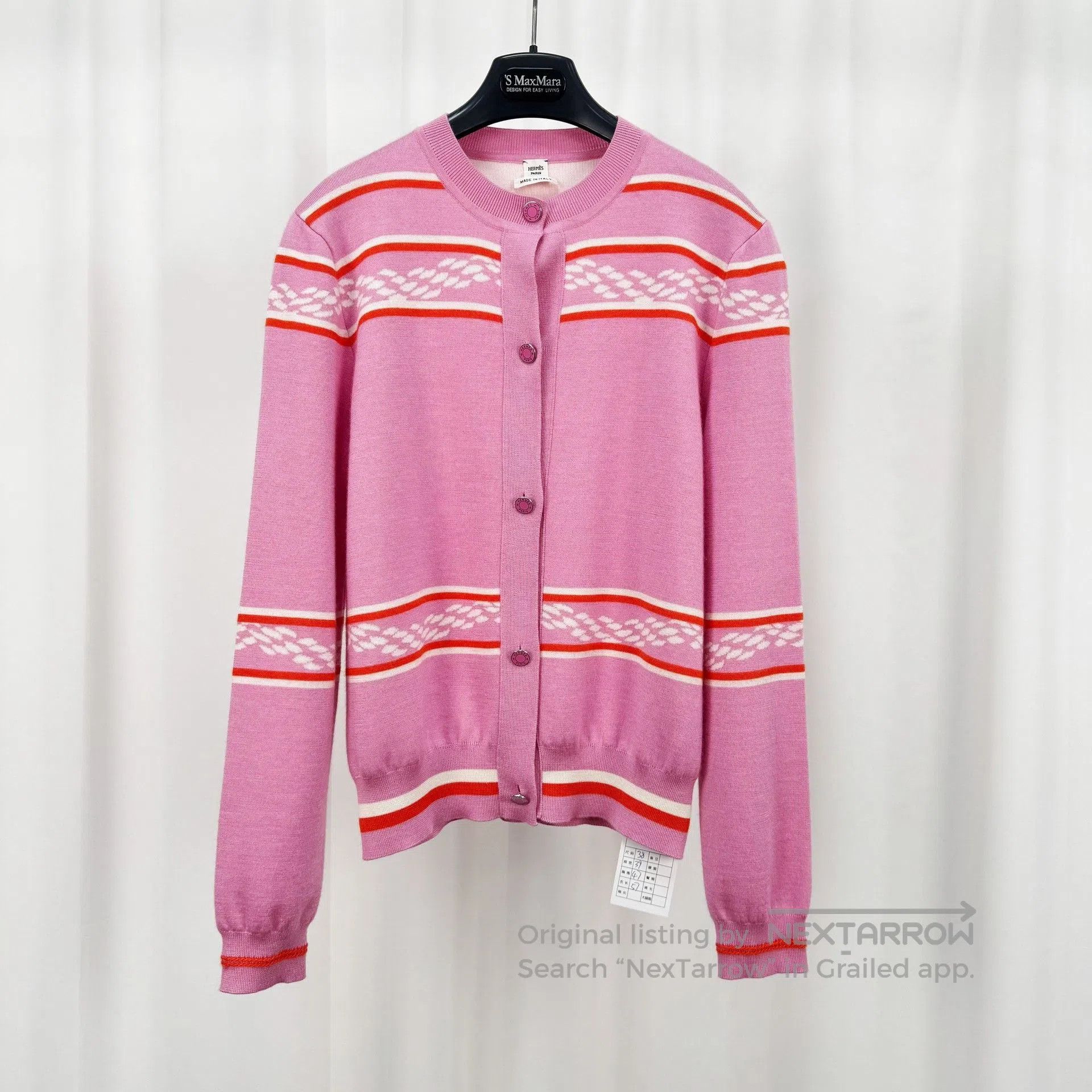 Hermes Hermes Pink Cashmere Stripe Cardigan. Size S / US 4 / IT 40 - 1 Thumbnail