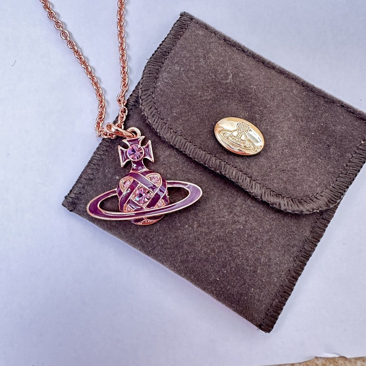 image of Vivienne Westwood Purple Cristal Orb Necklace, Men's