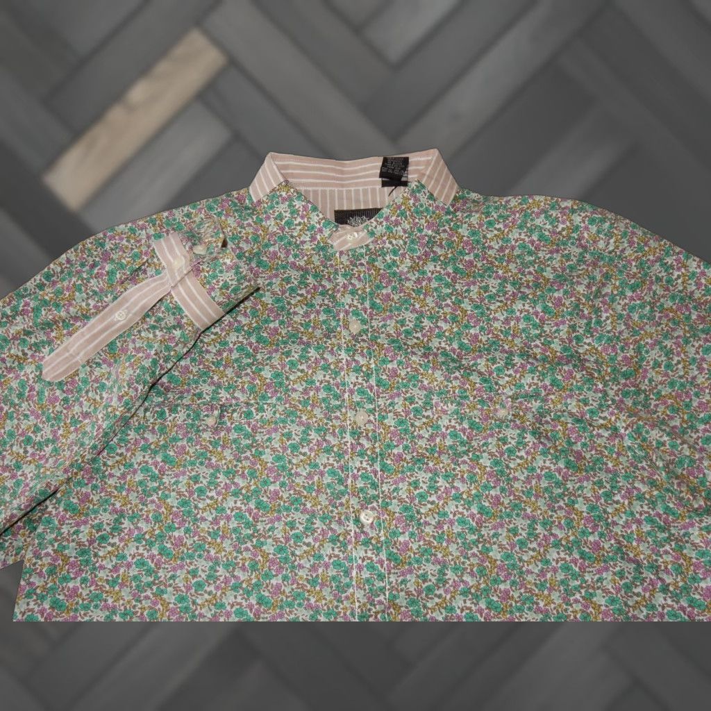 English Laundry VINTAGE English Laundry Men's Shirt Long Sleeve Floral Cotton Size Large Green Size US L / EU 52-54 / 3 - 1 Thumbnail