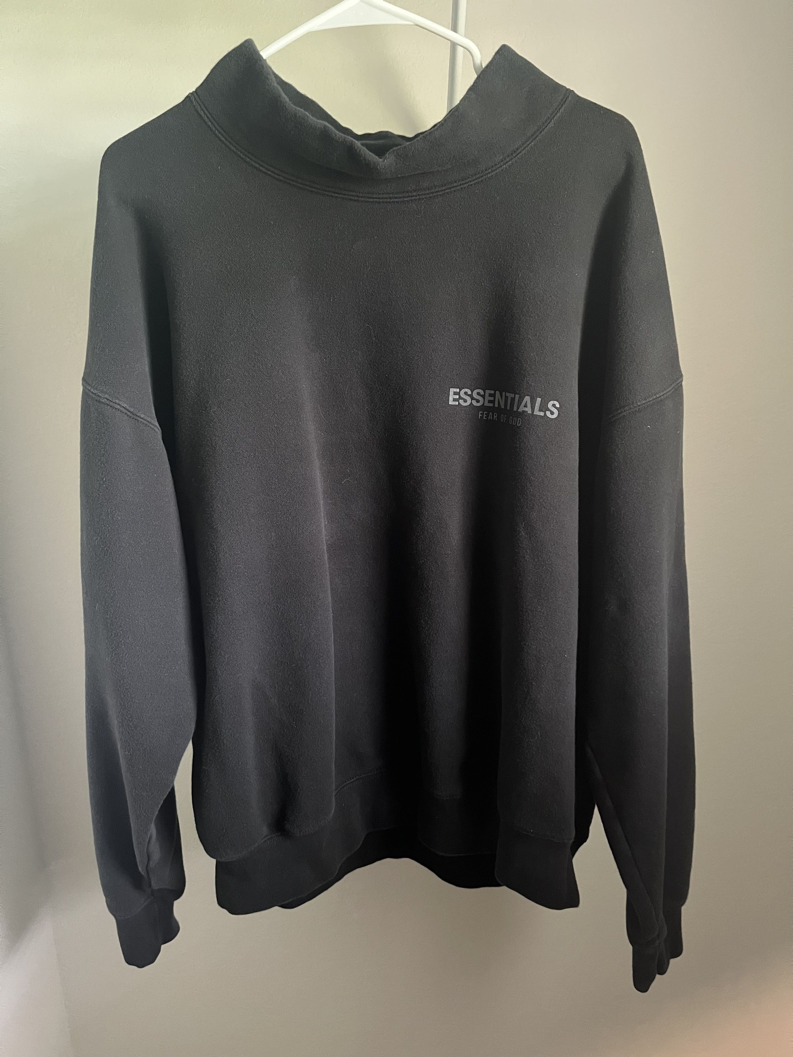 image of Fear Of God Essentials Mockneck Sweatshirt in Black, Men's (Size Medium)