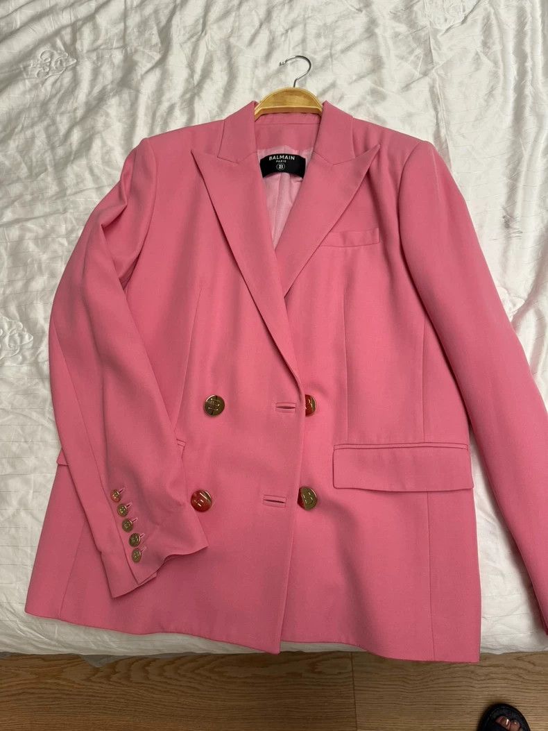 Balmain Balmain Pink Double Breasted Blazer Size US M / EU 48-50 / 2 - 1 Thumbnail