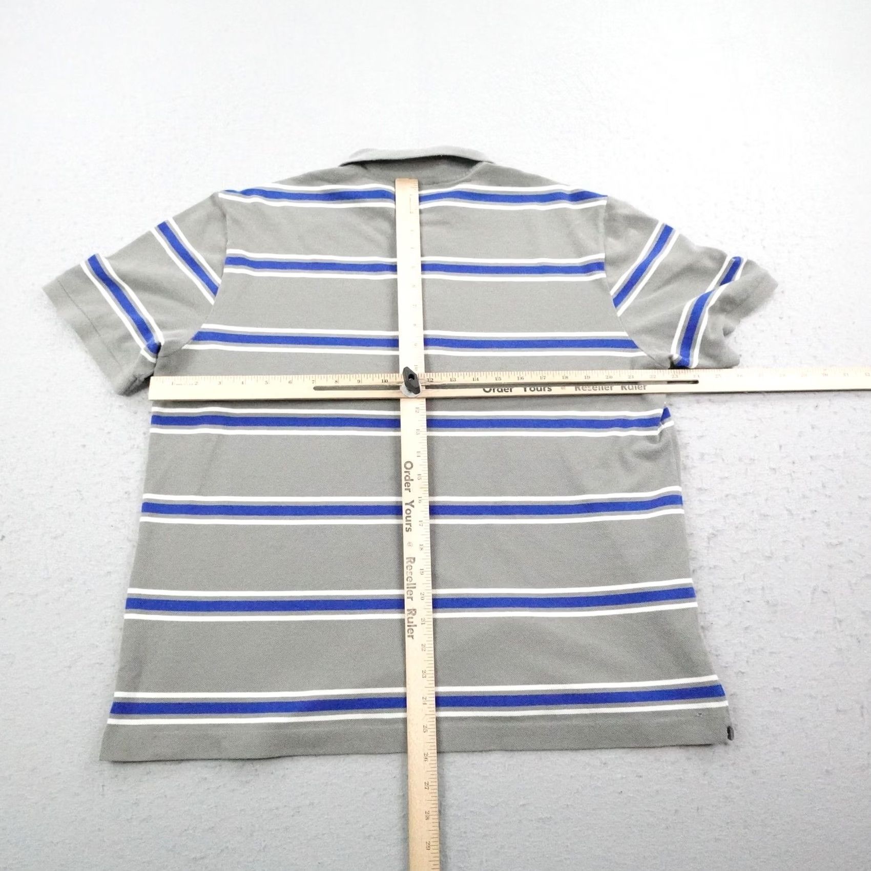 Lacoste Lacoste Polo Shirt Men XL Gray Blue Stripes Croc Logo Pique Cotton Preppy Size US XL / EU 56 / 4 - 6 Thumbnail